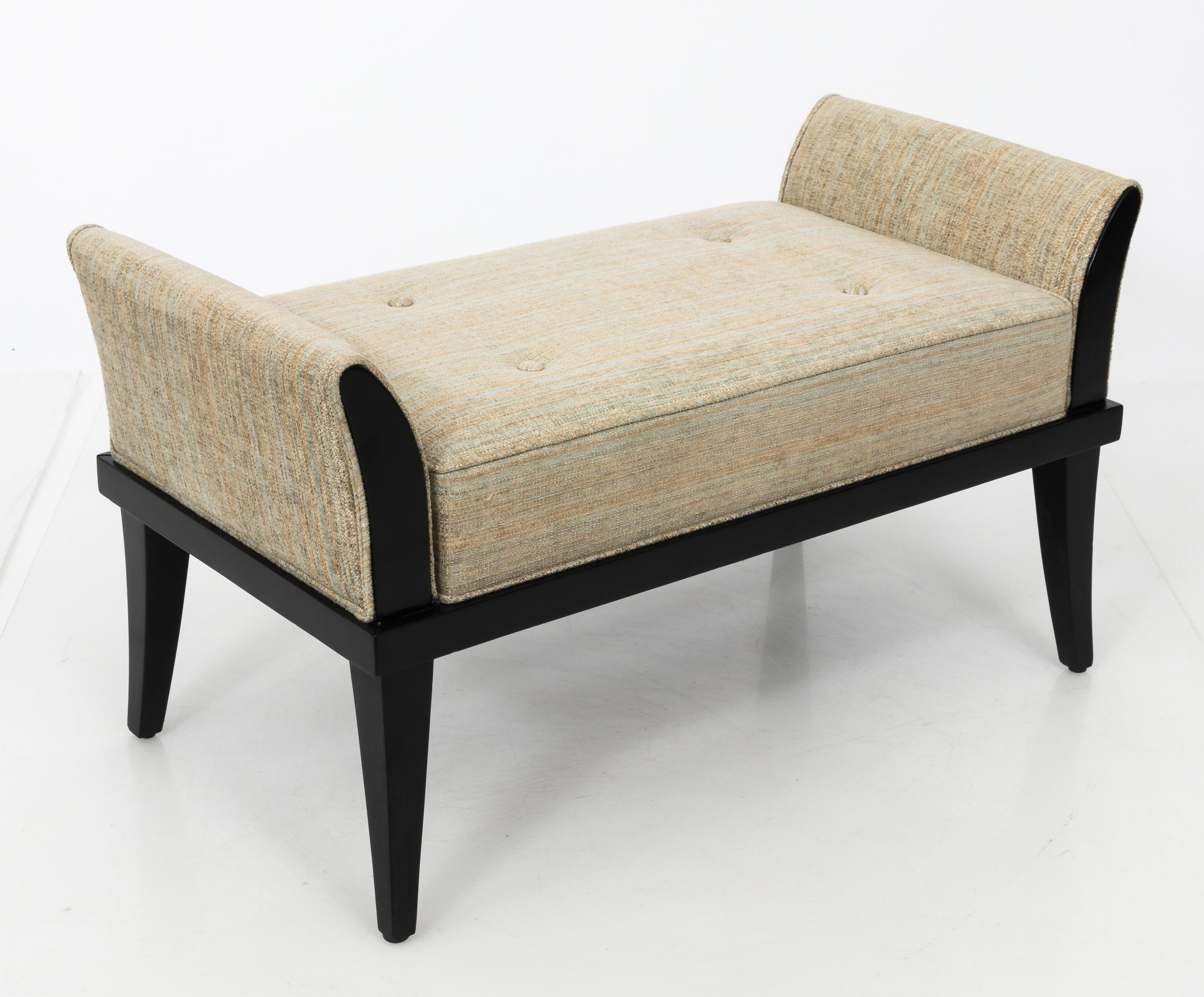 Hardwood Mid Century Flared Armed Bench
