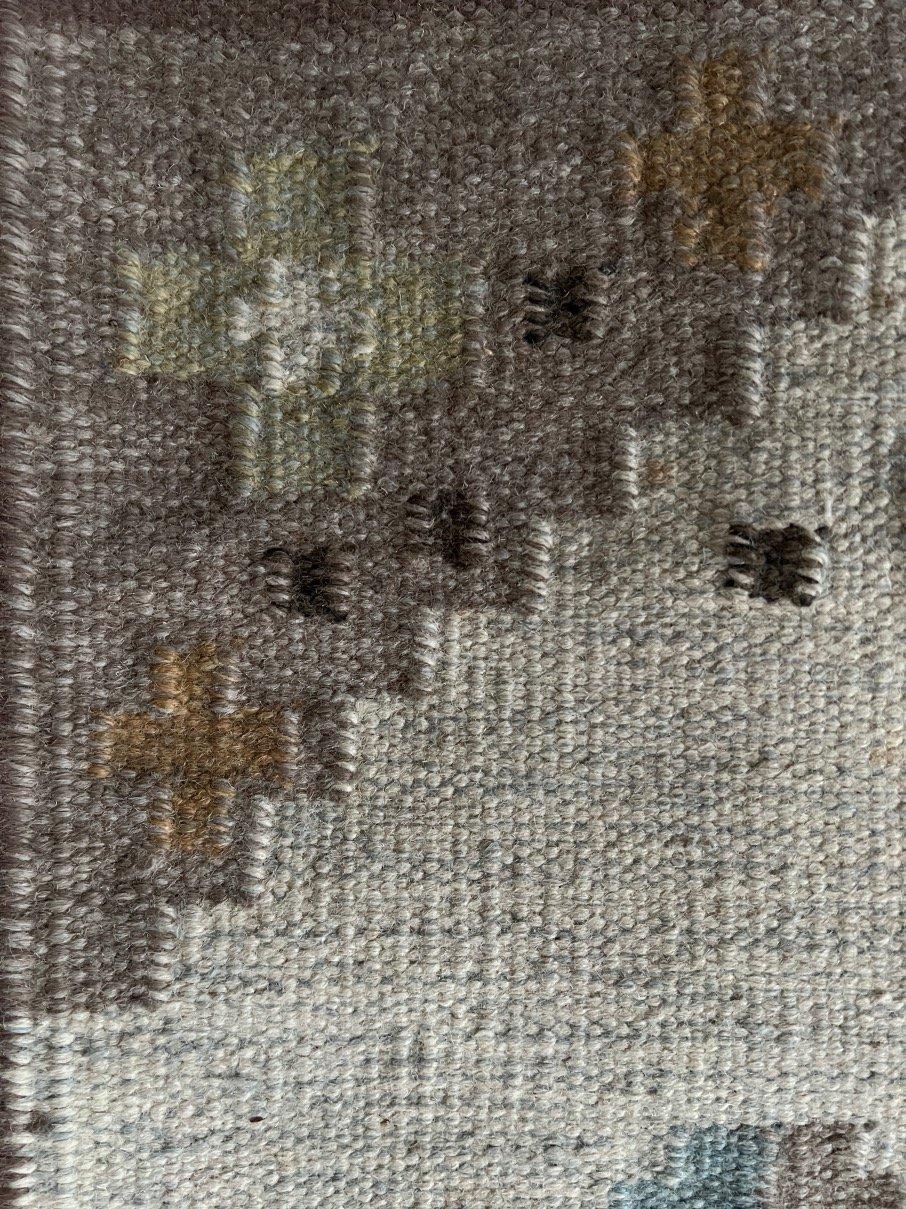 Flachgewebter Rollakan-Teppich aus der Mitte des Jahrhunderts, Schweden (Skandinavische Moderne) im Angebot