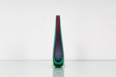 Mid-Century Flavio Poli Blue, Purple and Green Submerged Murano Glass 60s Italy