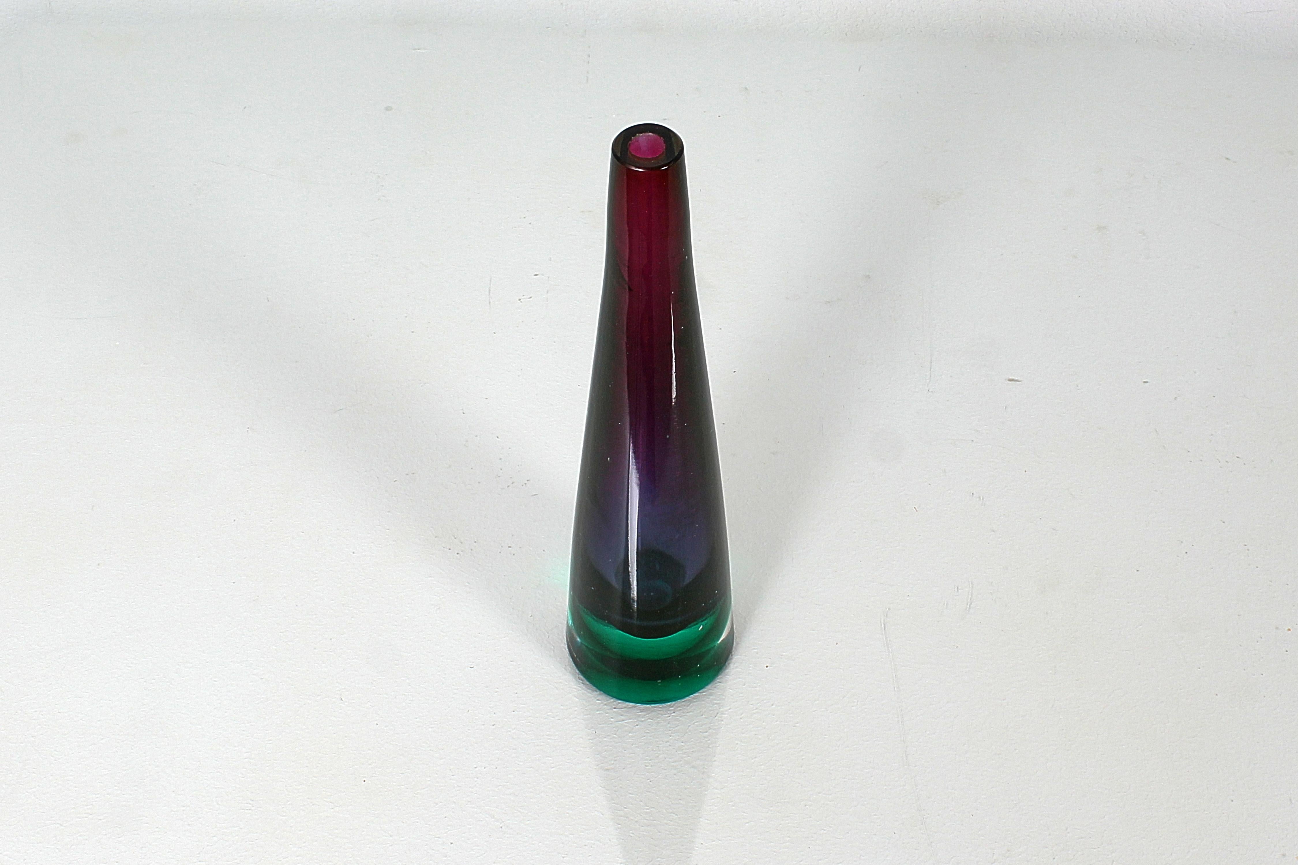 Italian Mid-Century Flavio Poli Blue, Purple and Green Submerged Murano Glass 60s Italy For Sale