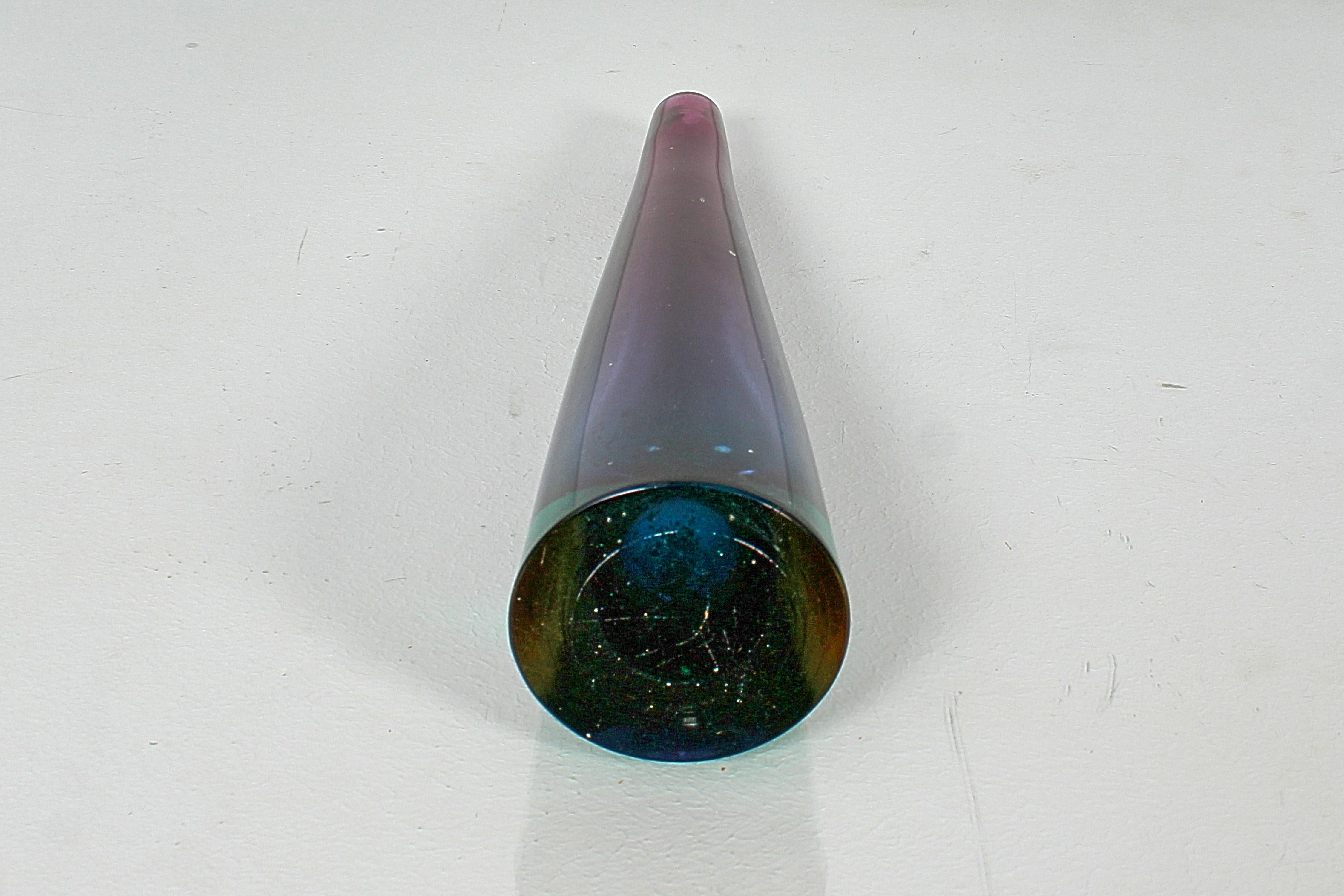 Mid-20th Century Mid-Century Flavio Poli Blue, Purple and Green Submerged Murano Glass 60s Italy For Sale