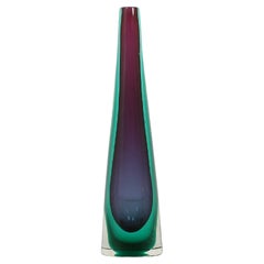 Vintage Mid-Century Flavio Poli Blue, Purple and Green Submerged Murano Glass 60s Italy