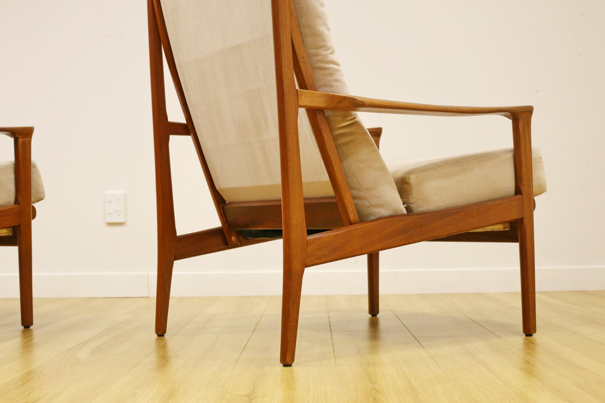 Wood Mid Century FLER 'KARINGA' Armchairs For Sale
