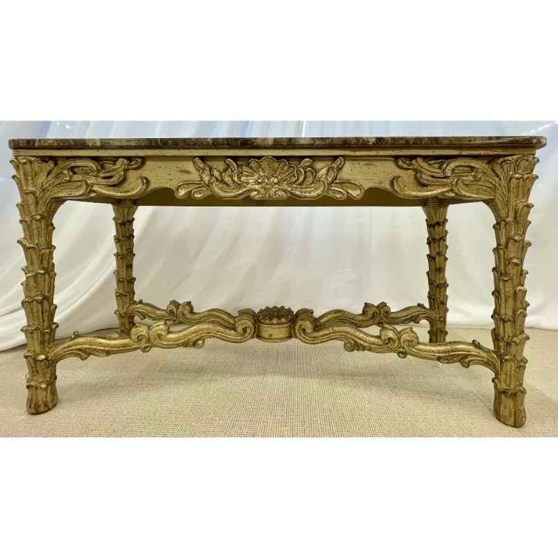 Mid Century Fleur de Lis Console, Marble, Serge Roche Style In Good Condition For Sale In Stamford, CT