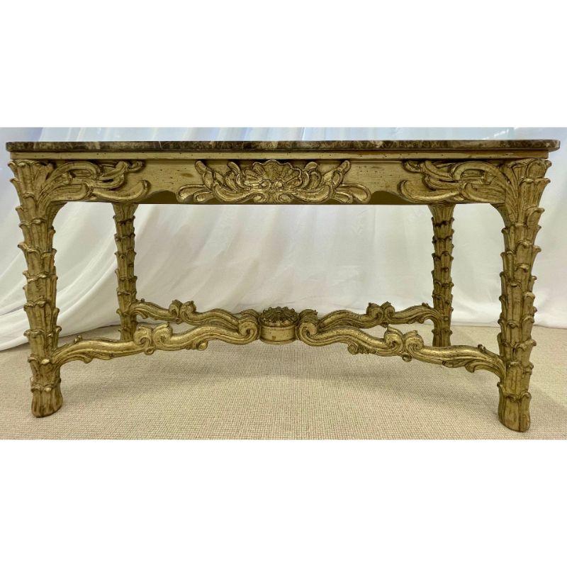 Mid-20th Century Mid Century Fleur de Lis Console, Marble, Serge Roche Style For Sale