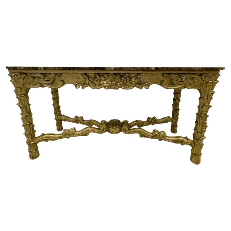 Mid Century Fleur de Lis Console, Marble, Serge Roche Style For Sale