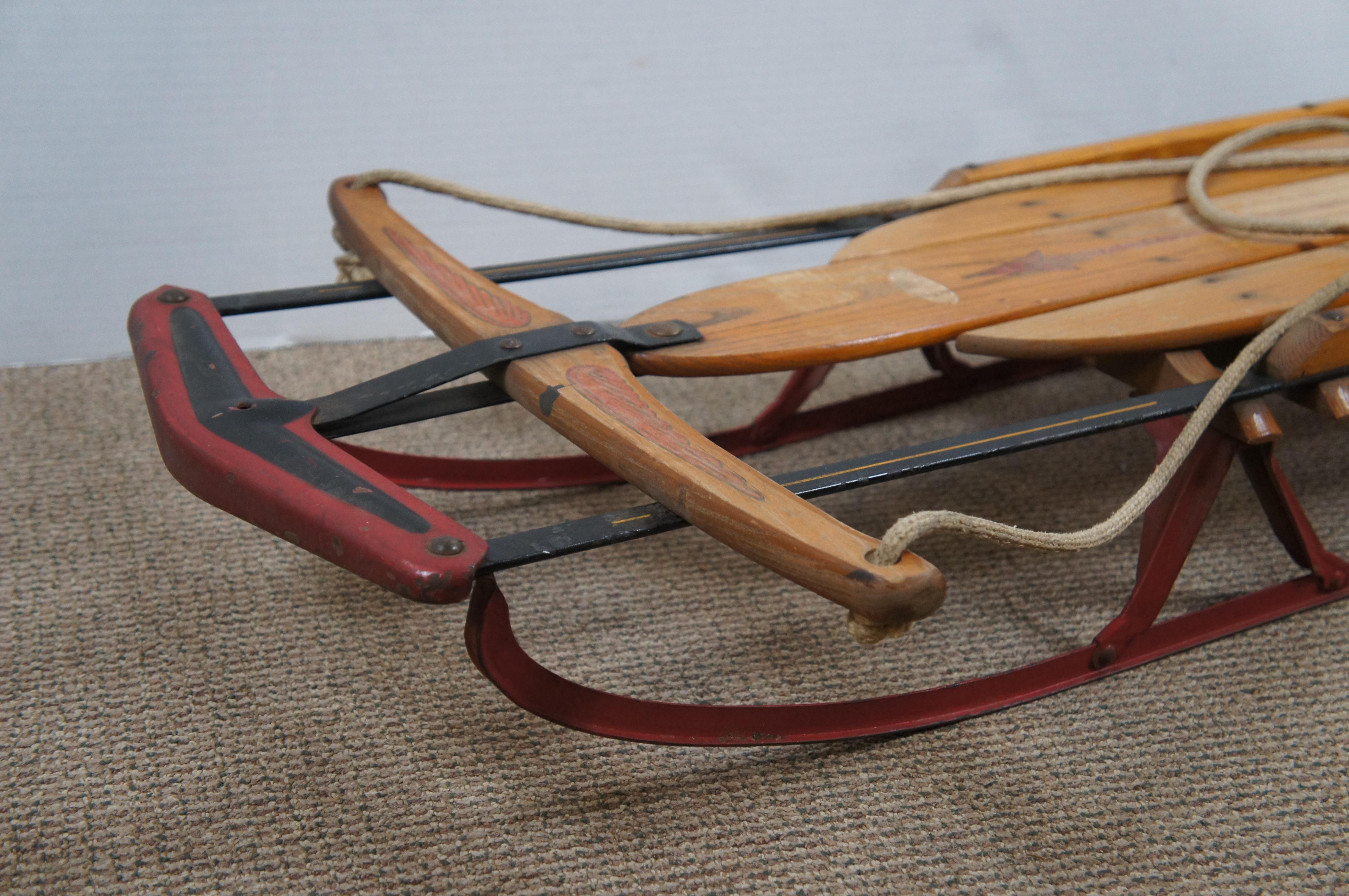 Mid Century Flexible Flyer Airline Junior No 251 Winter Snow Sled Toboggan 51