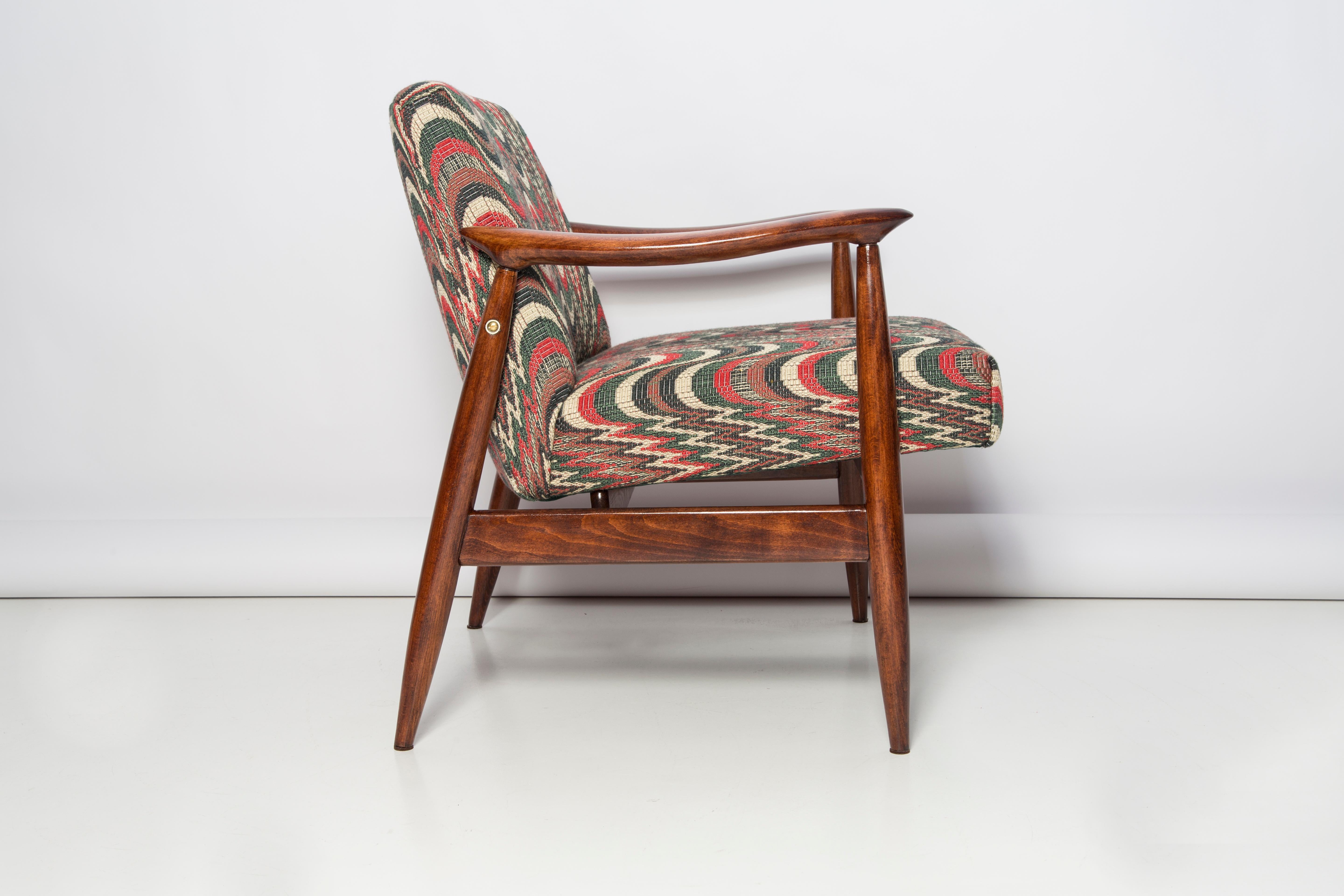 Mid Century Flimflam Jacquard Sessel, entworfen von J Kedziorek, Europa, 1960er Jahre (Moderne der Mitte des Jahrhunderts) im Angebot