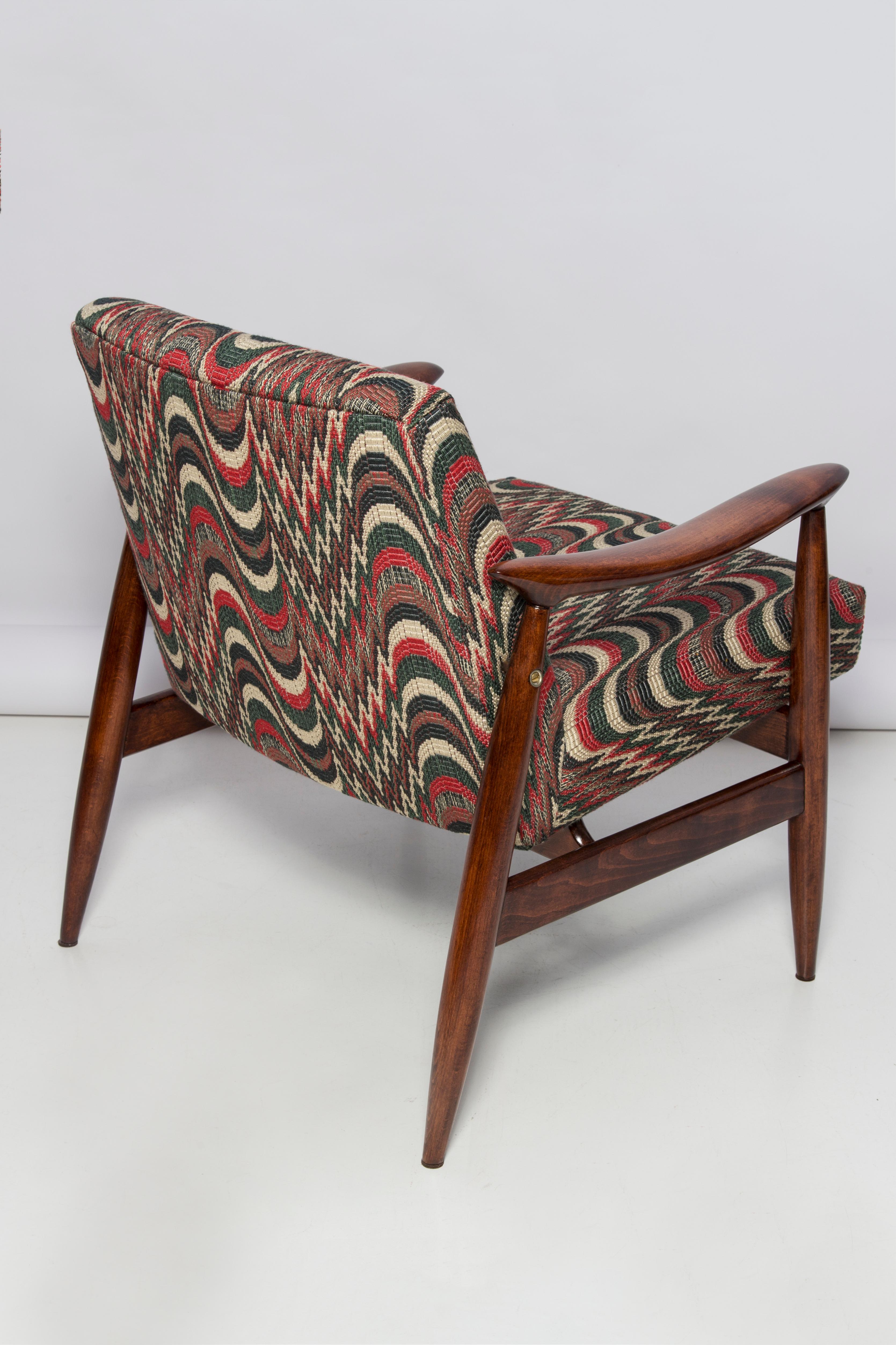 Textile Mid Century Flimflam Jacquard Armchair, Designed by J Kedziorek, Europe, 1960s For Sale