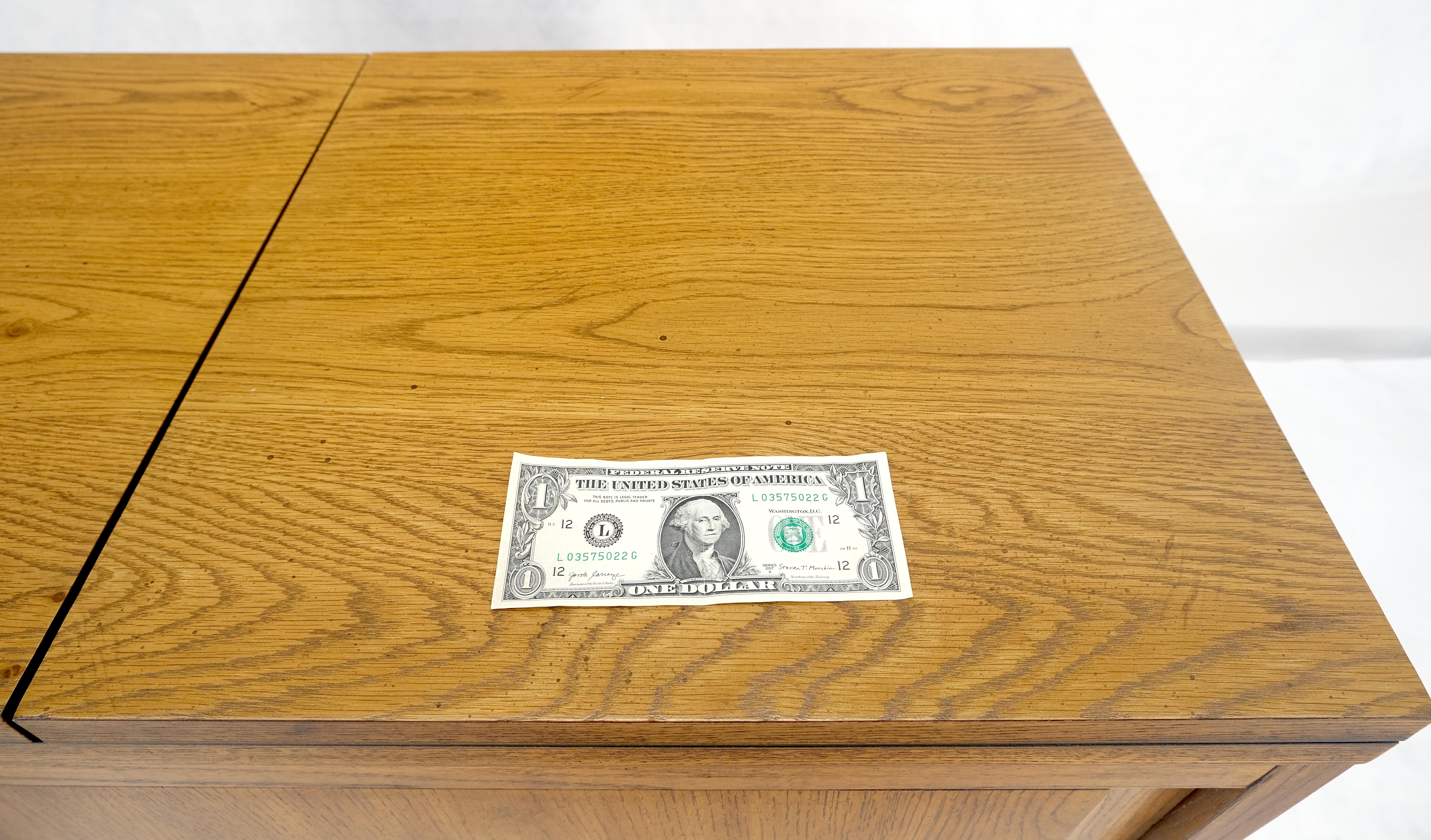American Mid Century Flip Top Oak Liquor Cabinet Server Small Sideboard on Wheels MINT For Sale