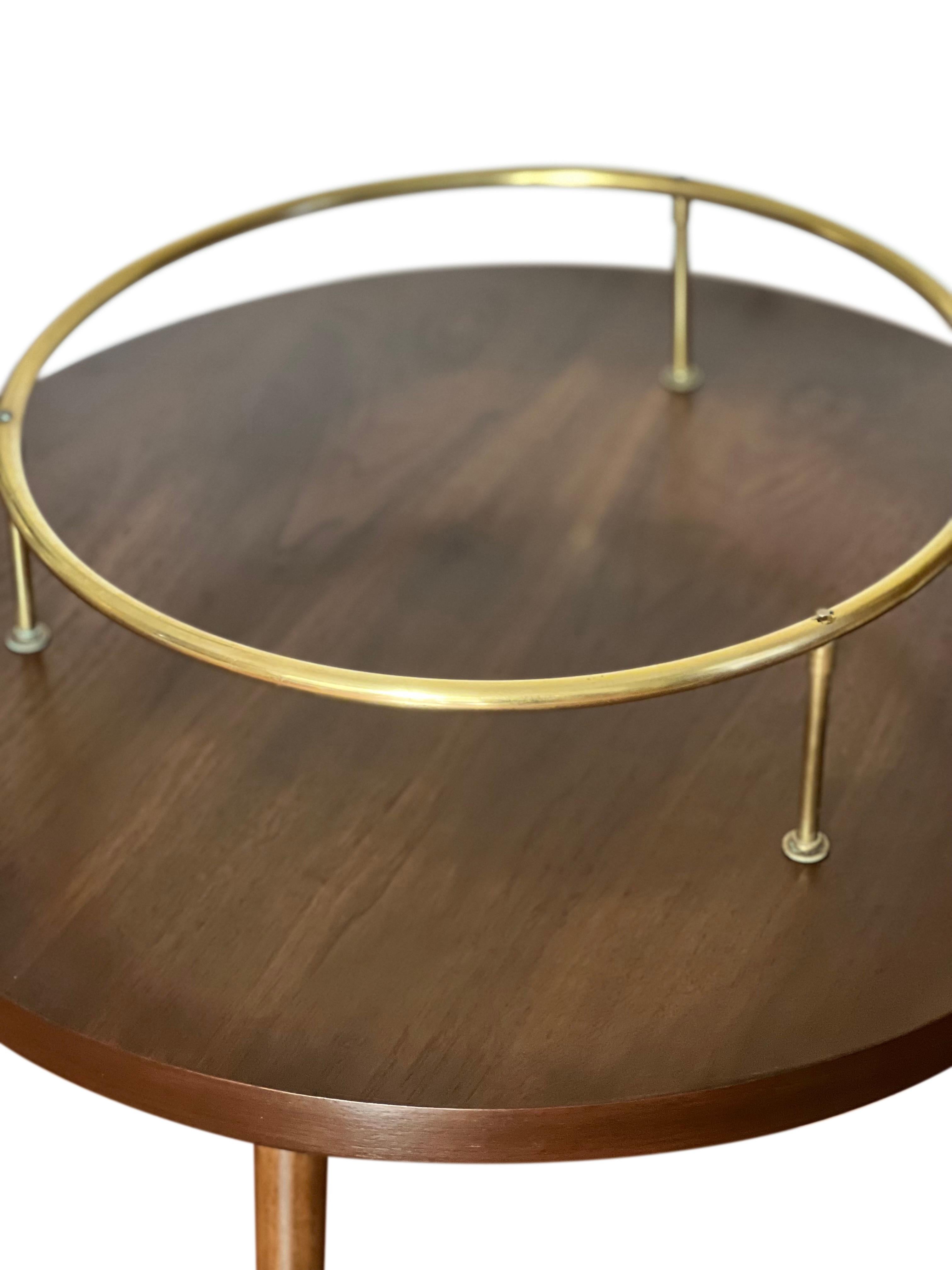 20th Century Mid-Century Floating Glass Walnut Side Table by James-Philip Co., Refinished