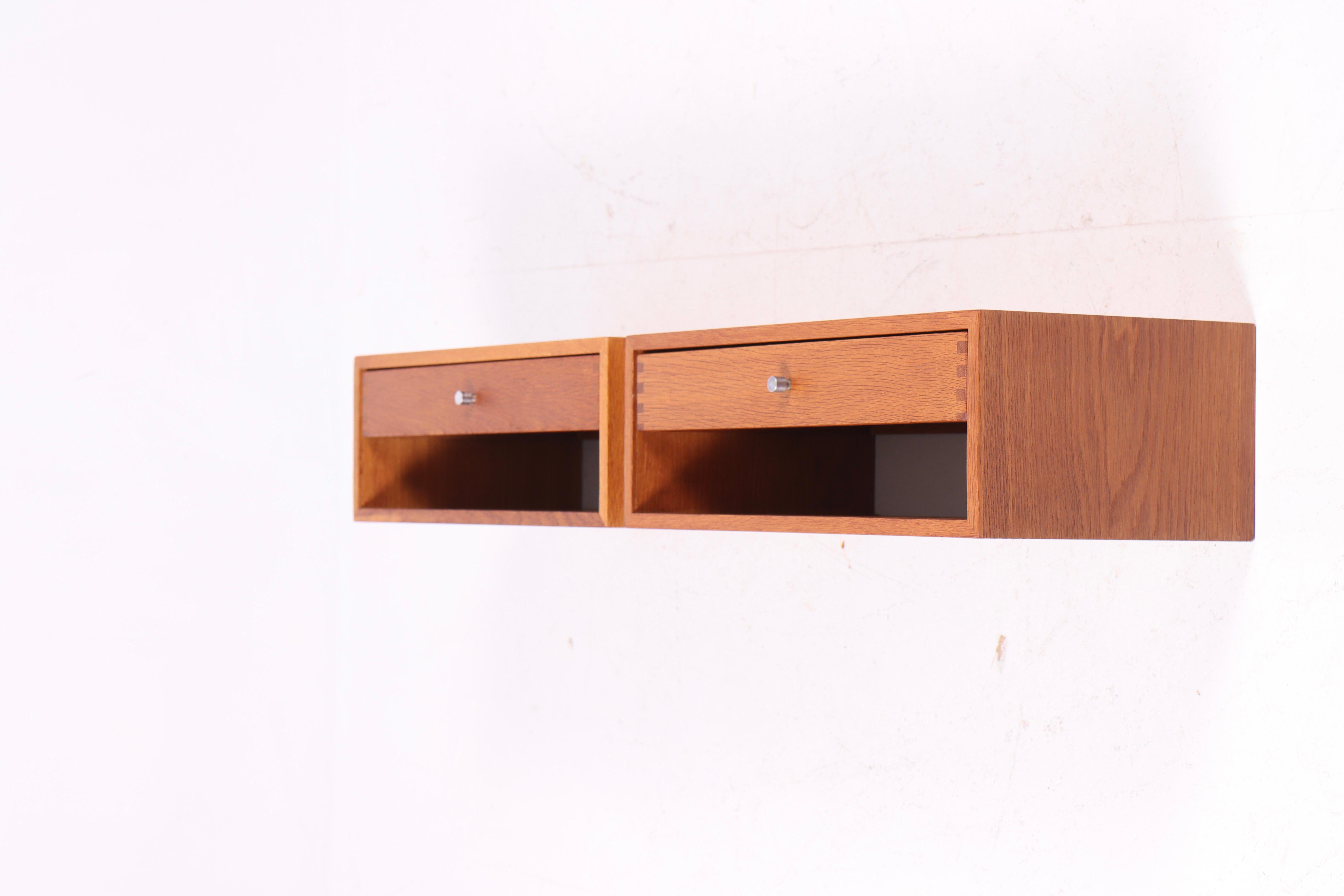 Scandinavian Modern Mid-Century Floating Night Stands in Oak Designed by Kai Kristiansen, 1960s