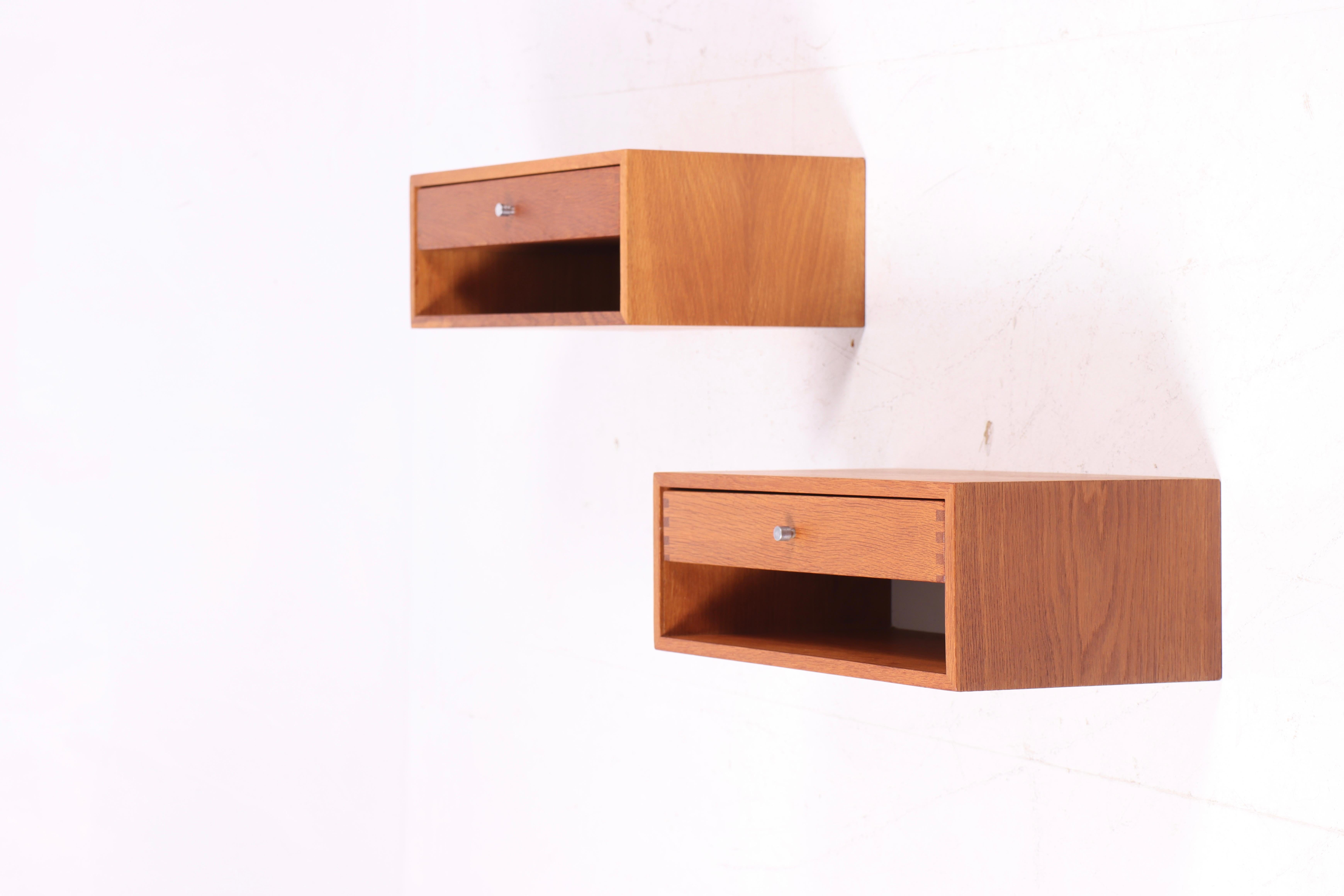 Danish Mid-Century Floating Night Stands in Oak Designed by Kai Kristiansen, 1960s