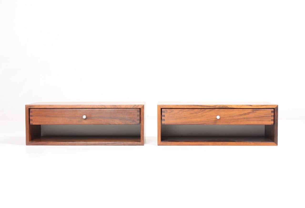 Danish Midcentury Floating Night Stands in Rosewood Designed by Kai Kristiansen, 1960s