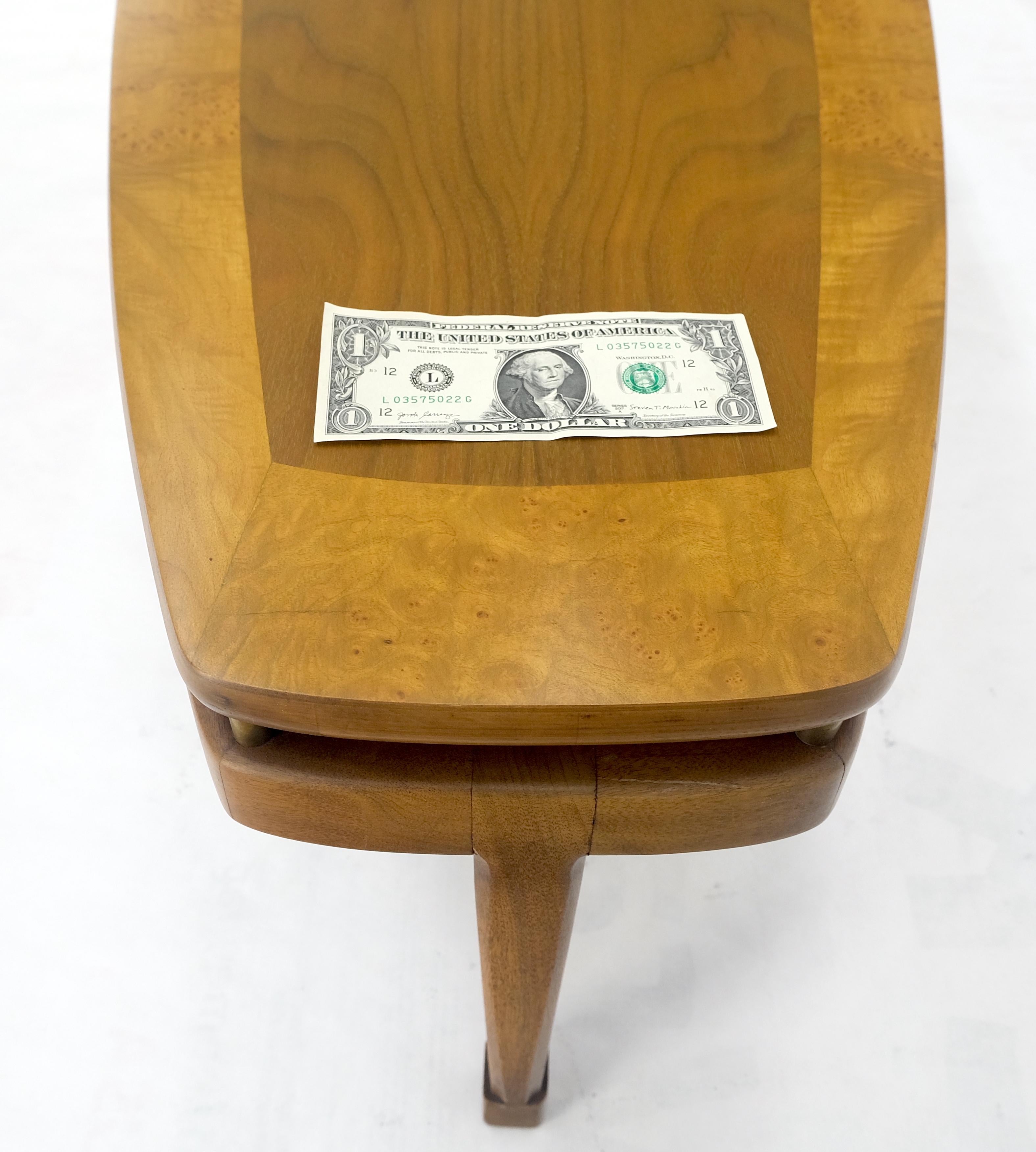 Table basse ovale mi-siècle en ronce de bois avec plateau flottant MINT ! en vente 4