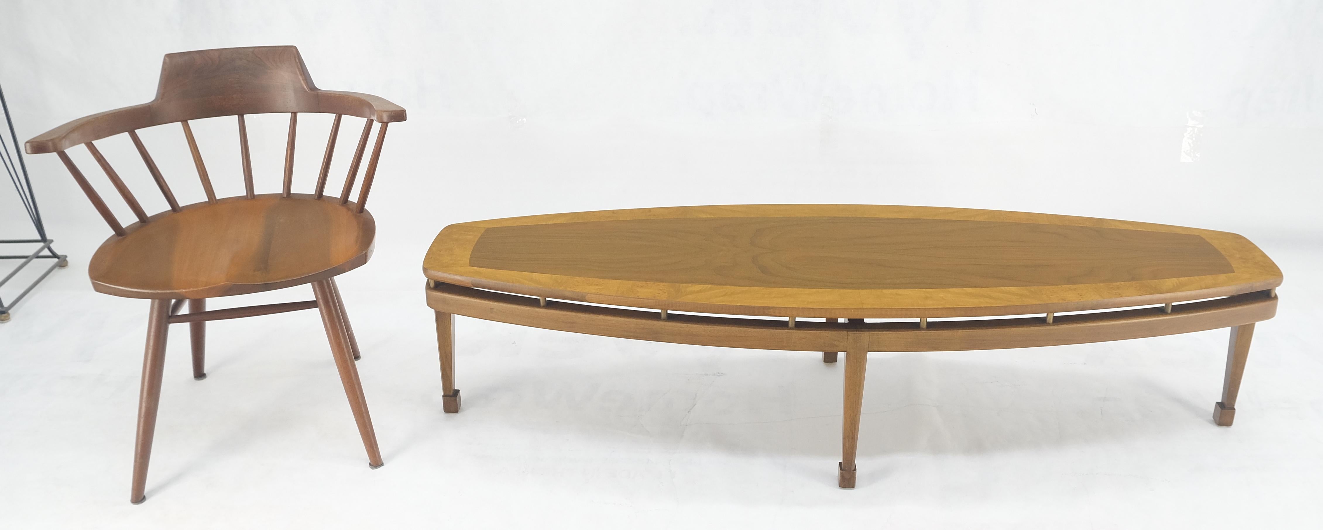 Table basse ovale mi-siècle en ronce de bois avec plateau flottant MINT ! Bon état - En vente à Rockaway, NJ