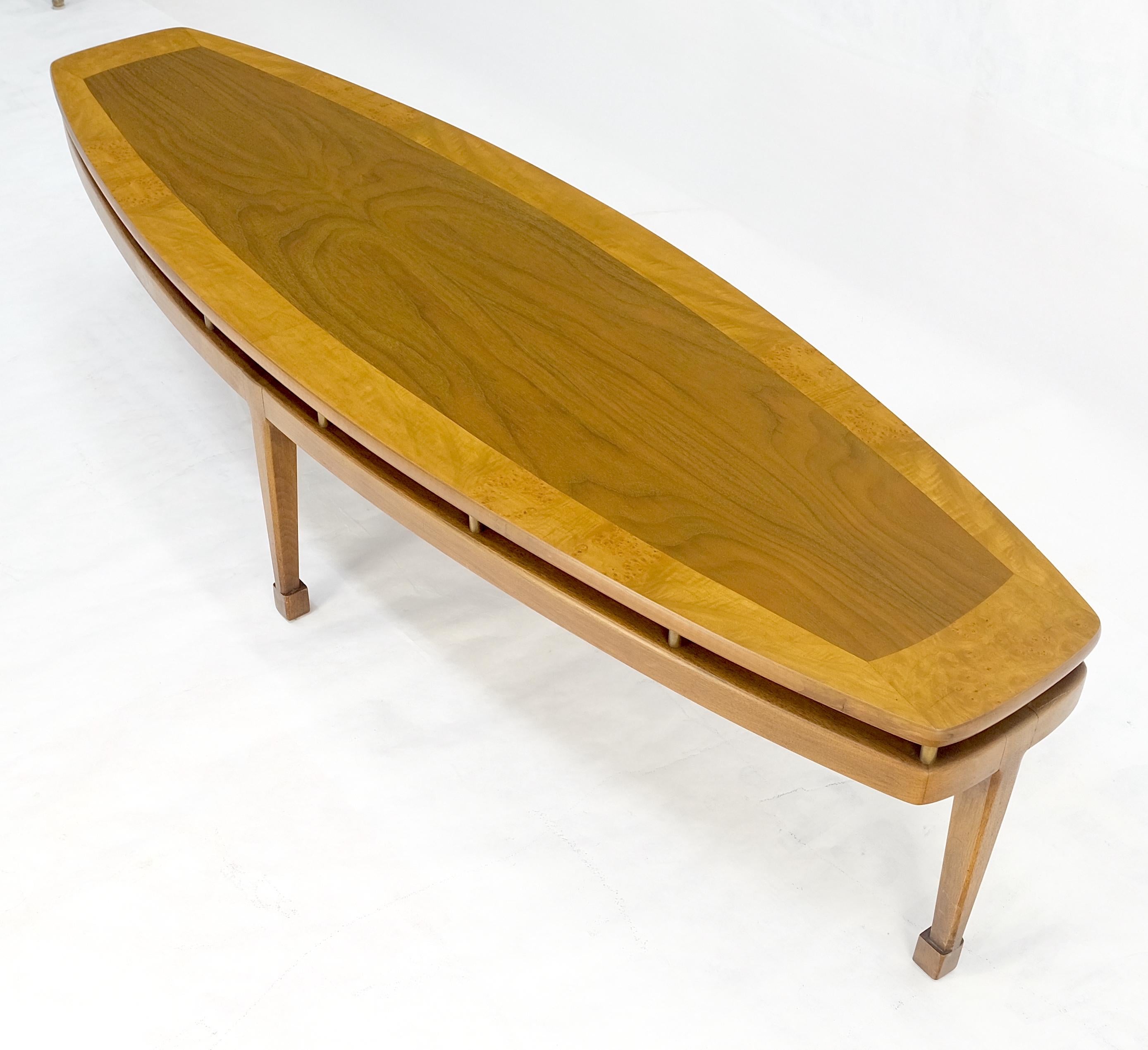 Table basse ovale mi-siècle en ronce de bois avec plateau flottant MINT ! en vente 2