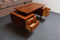 Mid Century Floating Top Walnut Desk by Milo Baughman for Glenn of California