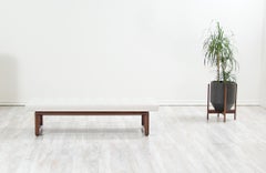 Midcentury Floating Tubular Walnut Bench