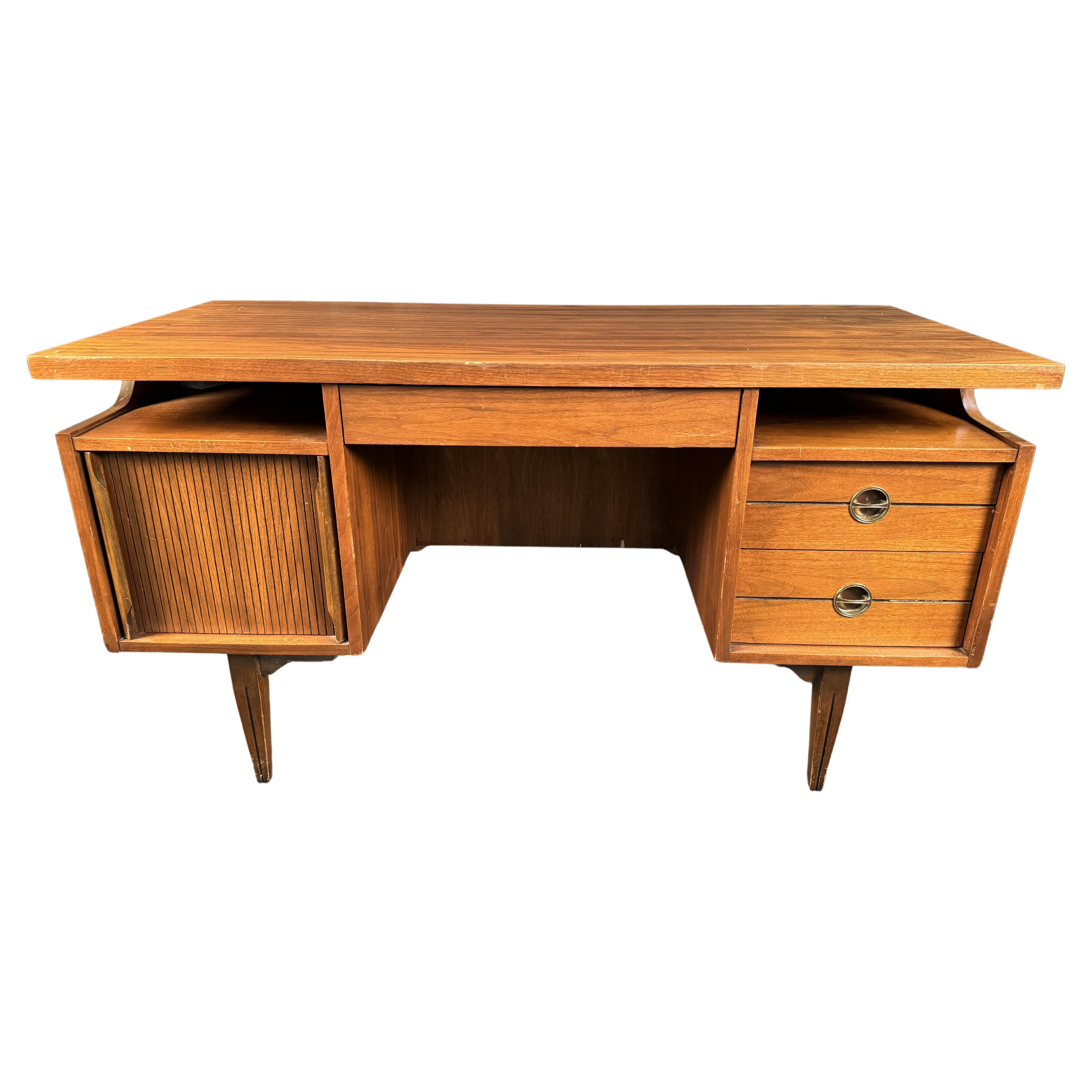 Mid-Century Floating Walnut Desk by Hooker Furniture