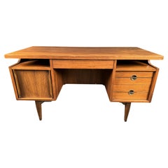 Vintage Mid-Century Floating Walnut Desk by Hooker Furniture
