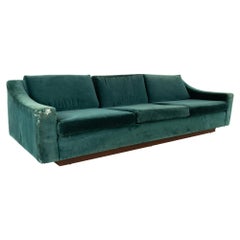 Mid Century Floating Walnut Plinth Base Sofa