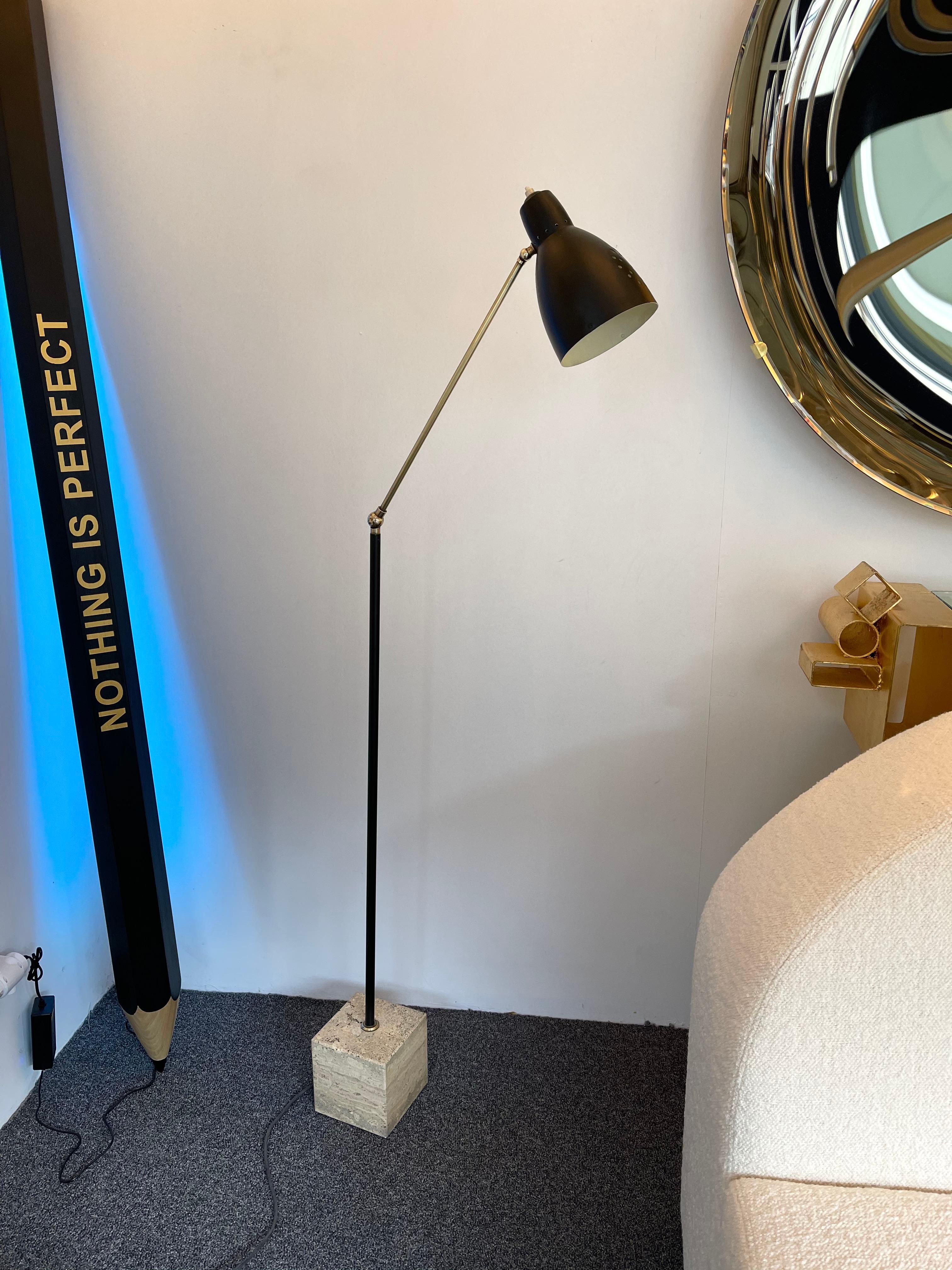 Mid Century Floor Lamp Brass and Lacquered Metal, Italy, 1950s For Sale 5