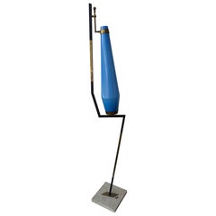 Mid-Century Floor Lamp Brass Metal and Murano Glass by Vistosi, Italy, 1960s