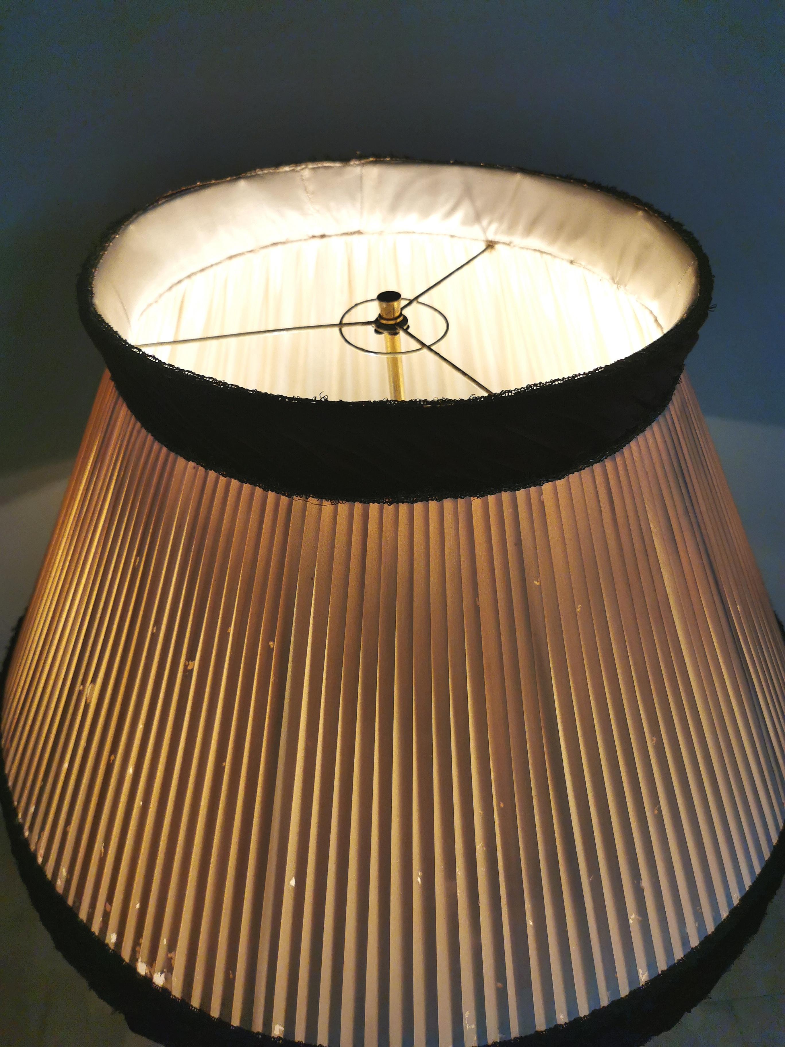 Midcentury Floor Lamp Murano Glass Brass Velvet Silk Ercole Barovier Italy 1940s 3