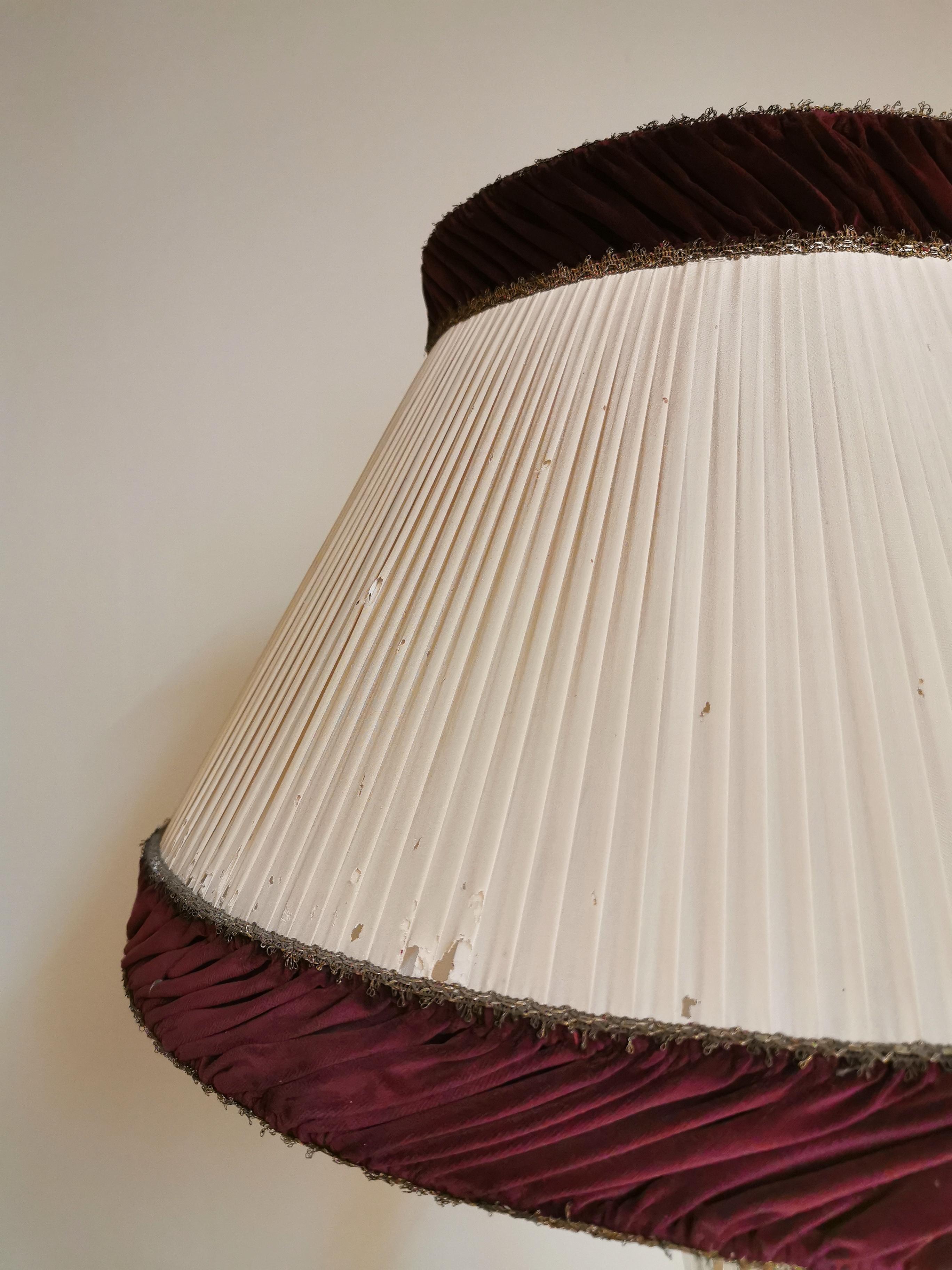 Midcentury Floor Lamp Murano Glass Brass Velvet Silk Ercole Barovier Italy 1940s 5