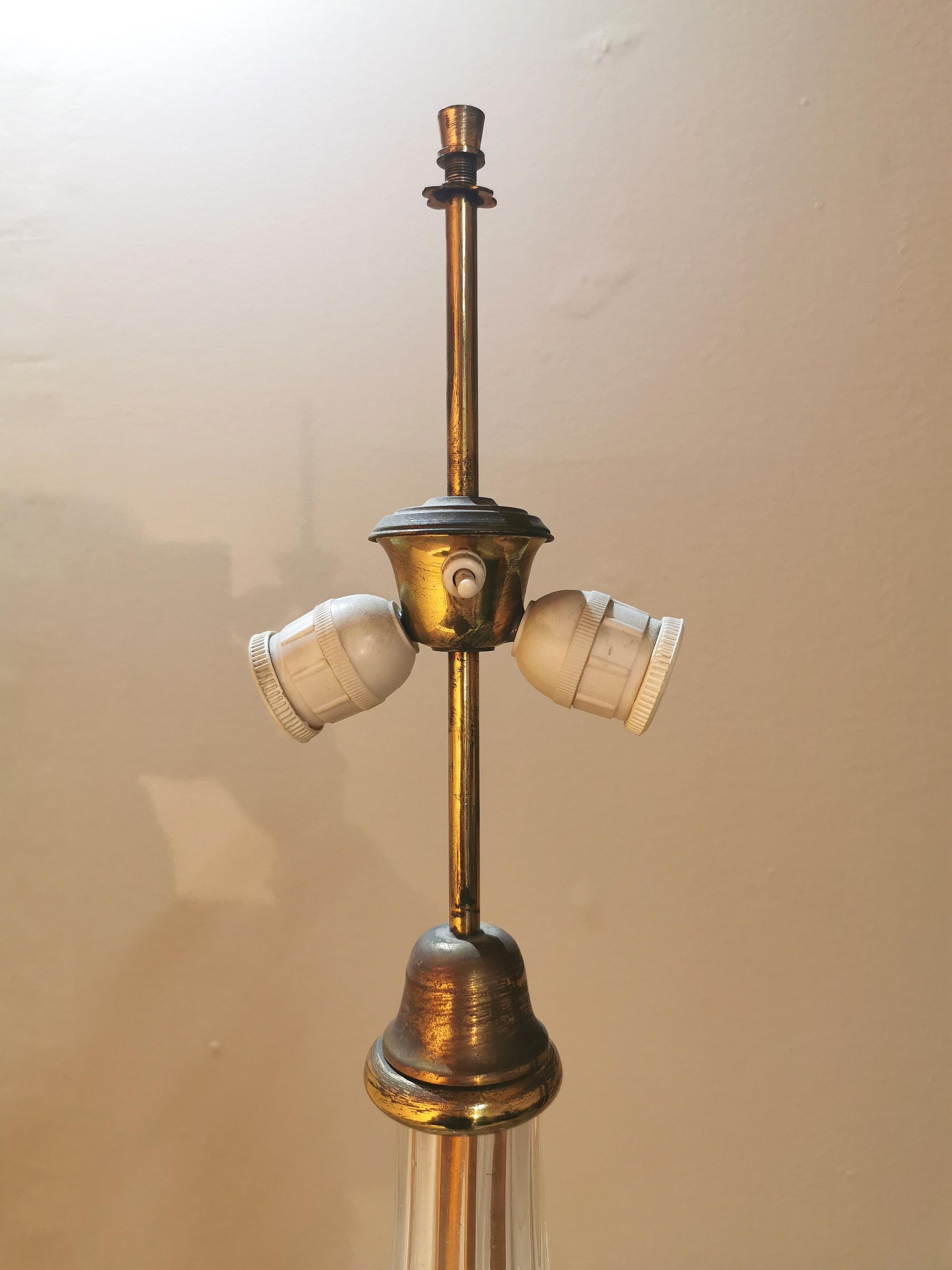 Midcentury Floor Lamp Murano Glass Brass Velvet Silk Ercole Barovier Italy 1940s 6