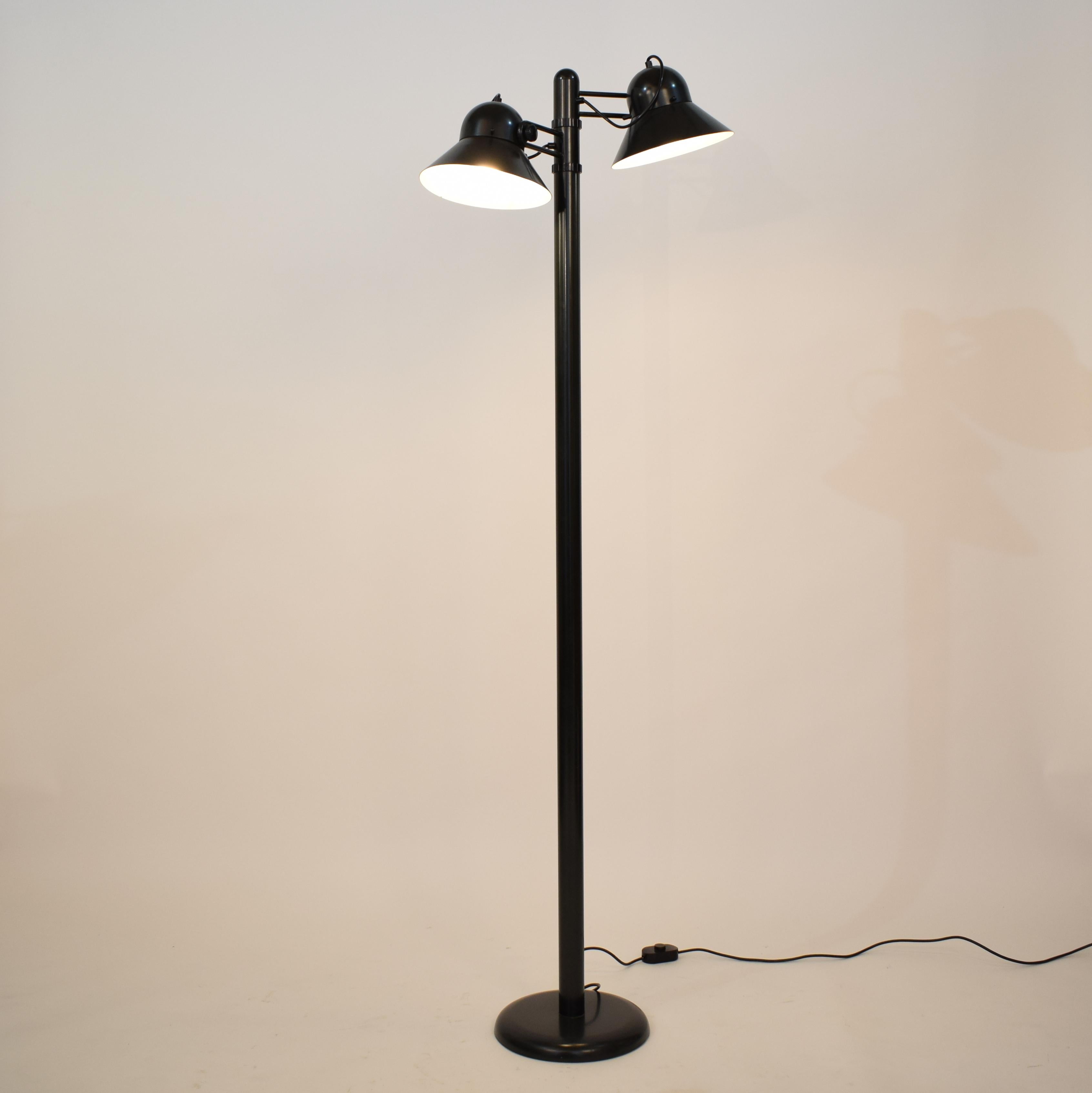Le lampadaire des années 1970 de Gae Aulenti, qui témoigne de l'éclat du design italien, apparaît comme un chef-d'œuvre rare et convoité, fabriqué par Stilnovo. 
Fabrice en métal laqué vert militaire, ce luminaire distinctif fusionne harmonieusement
