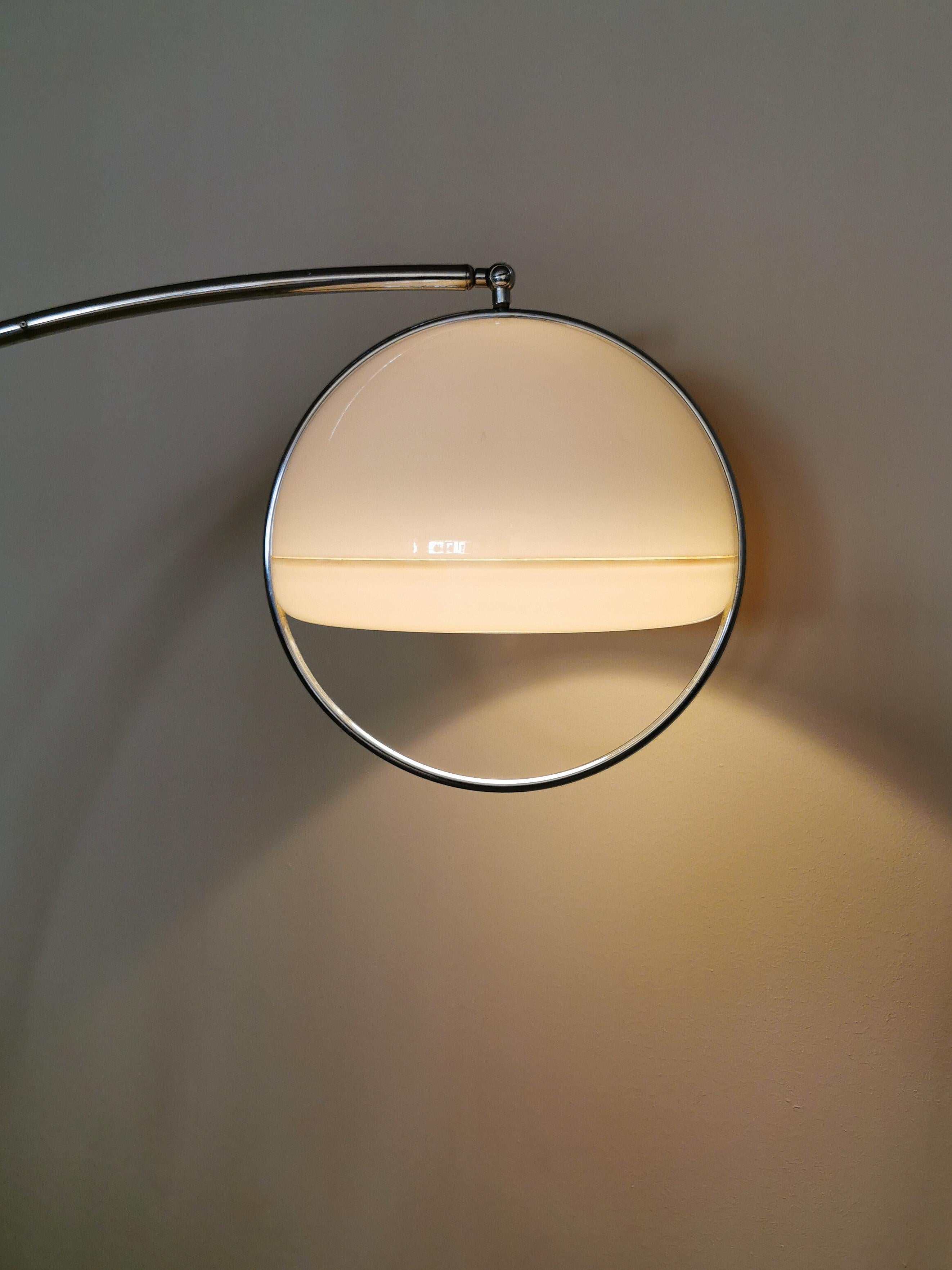 Mid-Century Modern Midcentury Floor Lamp Goffredo Reggiani Chromed Metal Plexiglass Marble 1960s For Sale