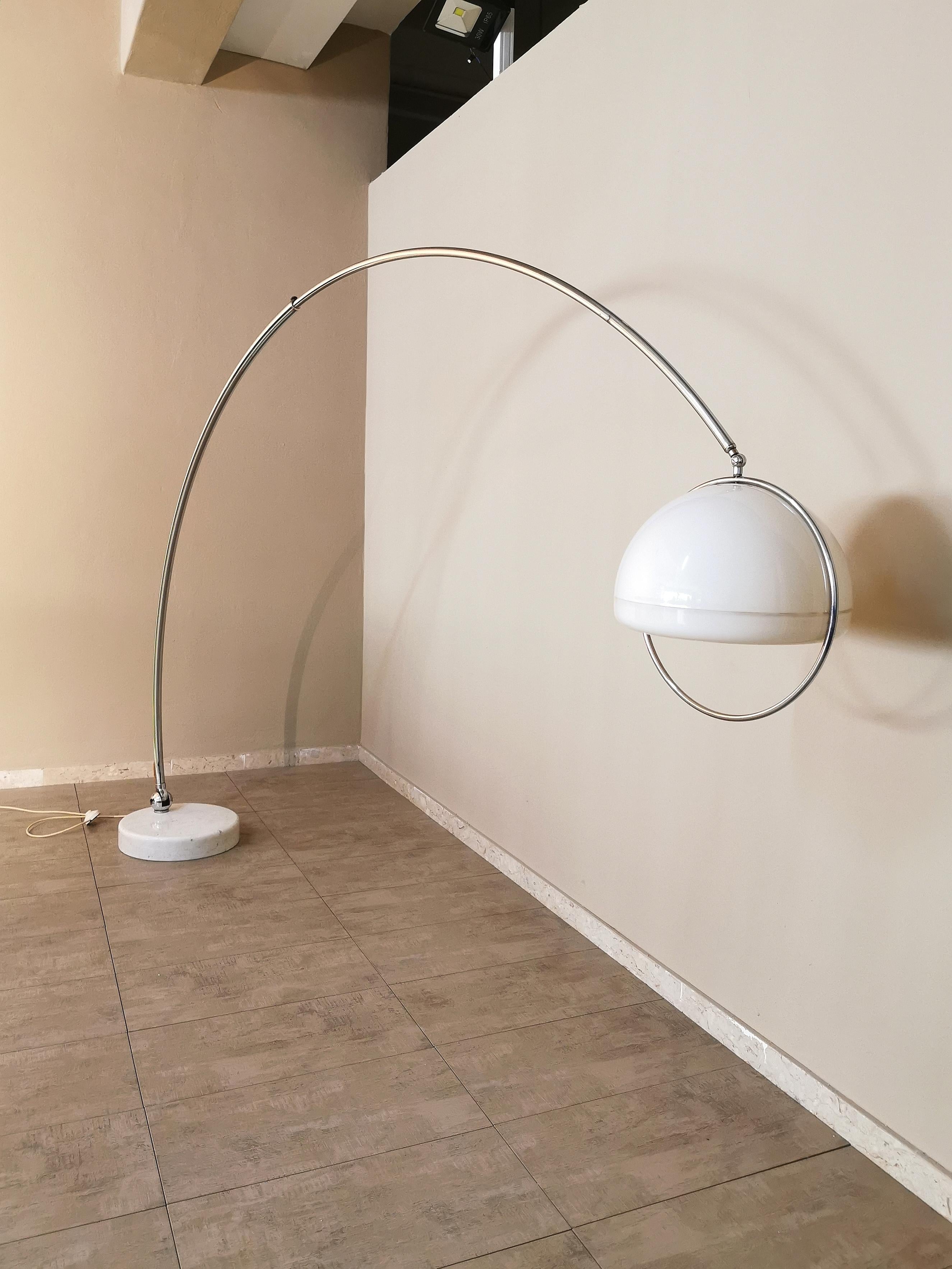 Mid-Century Modern Midcentury Floor Lamp Goffredo Reggiani Chromed Metal Plexiglass Marble 1960s For Sale