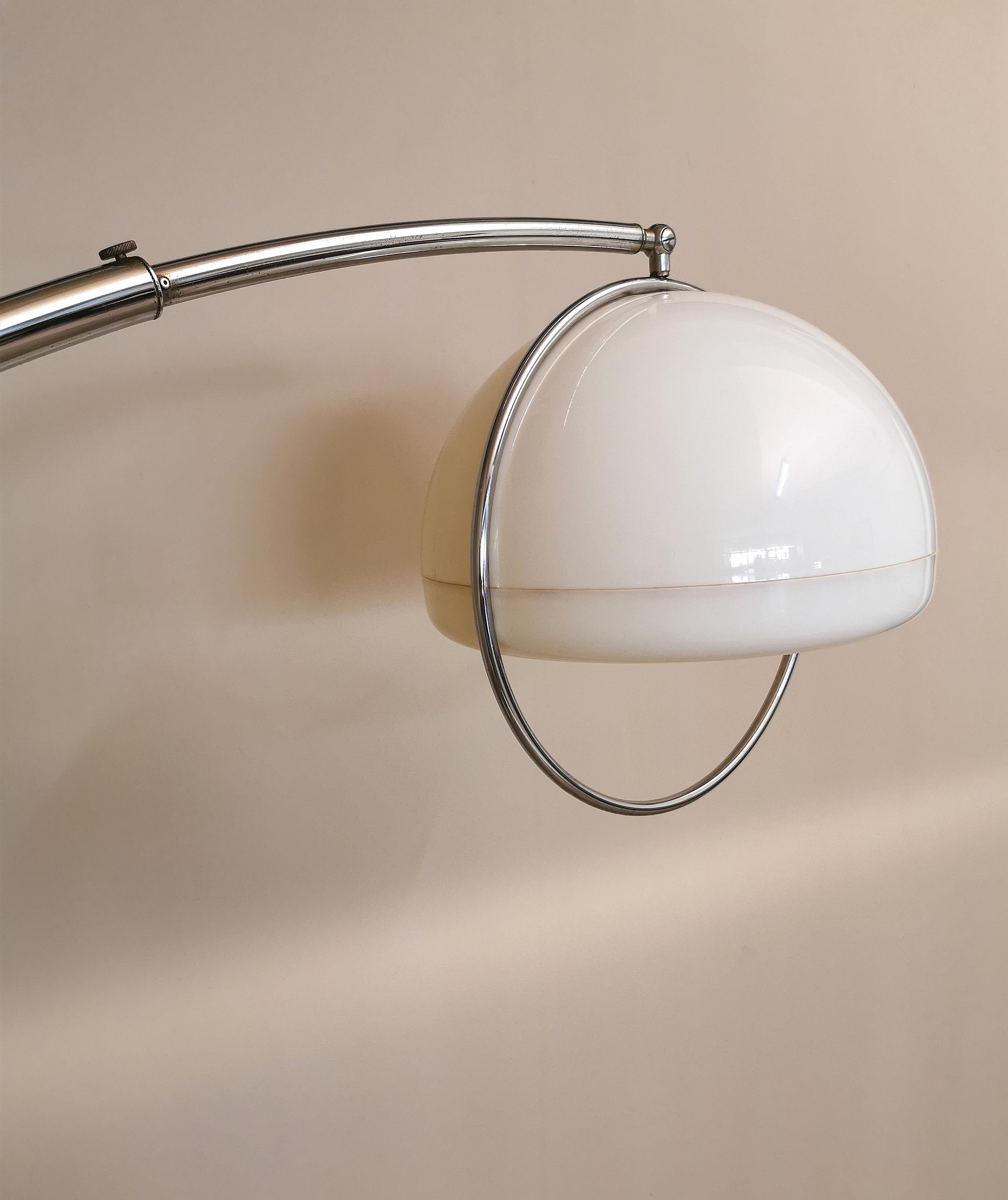 Mid-20th Century Midcentury Floor Lamp Goffredo Reggiani Chromed Metal Plexiglass Marble 1960s For Sale
