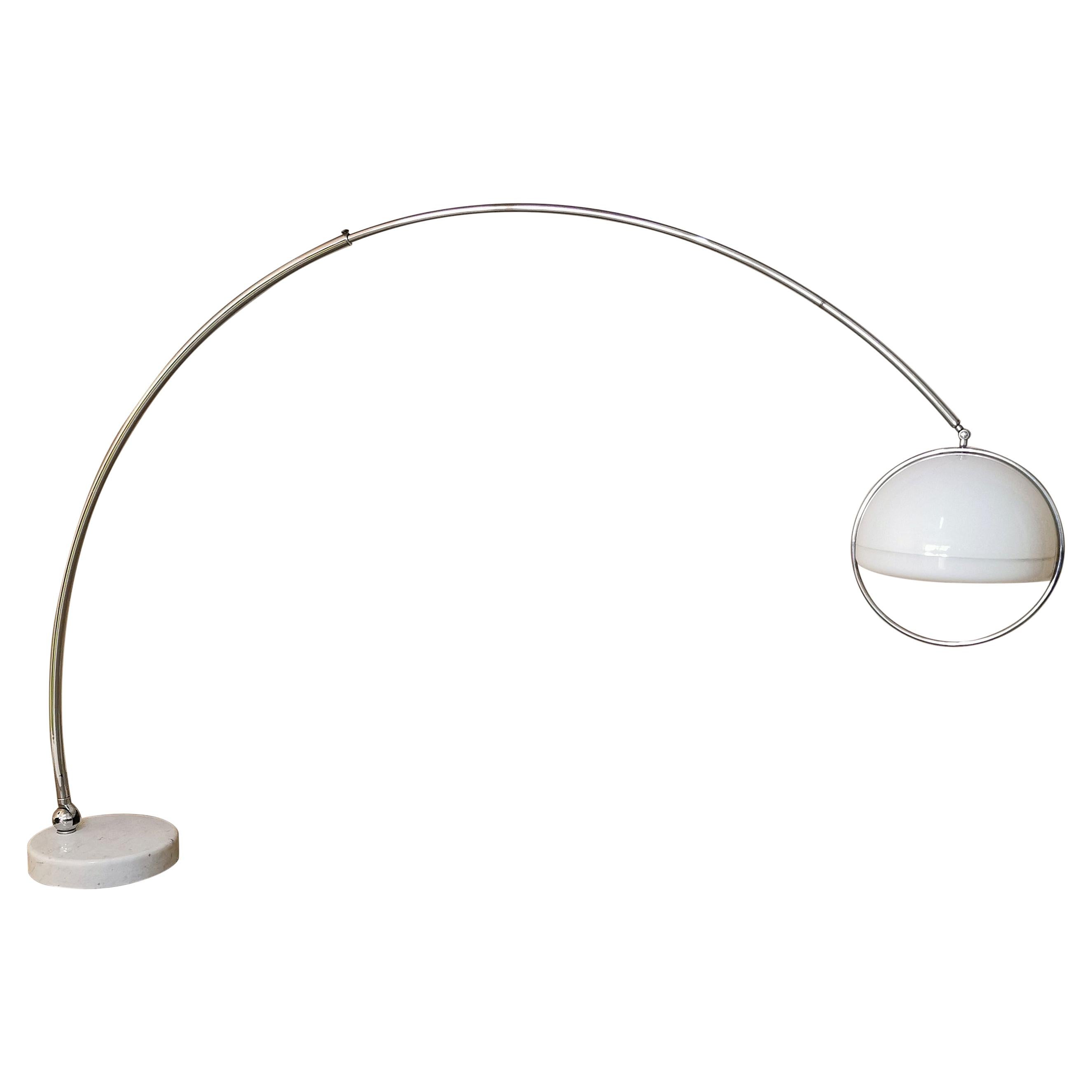 Midcentury Floor Lamp Goffredo Reggiani Chromed Metal Plexiglass Marble 1960s For Sale