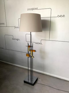 Mid-Century Floor Lamp by Svend Aage Holm Sorensen, Denmark, Iron & Glass