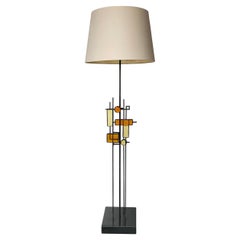 Mid-Century Floor Lamp by Svend Aage Holm Sorensen, Denmark, Iron & Glass