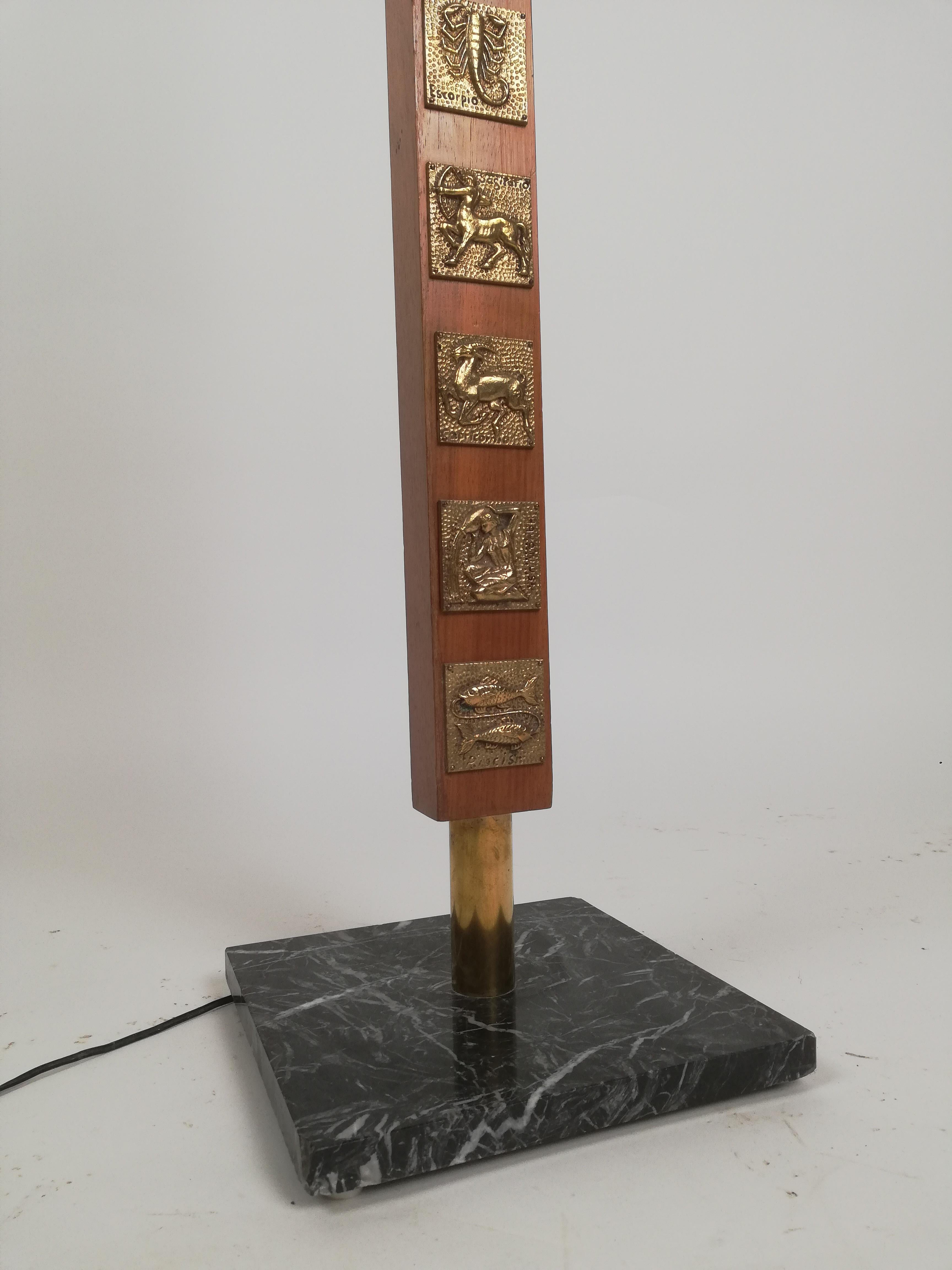 Midcentury Floor Lamp Decorated with Zodiac Sign in the Style of P. Fornasetti For Sale 12