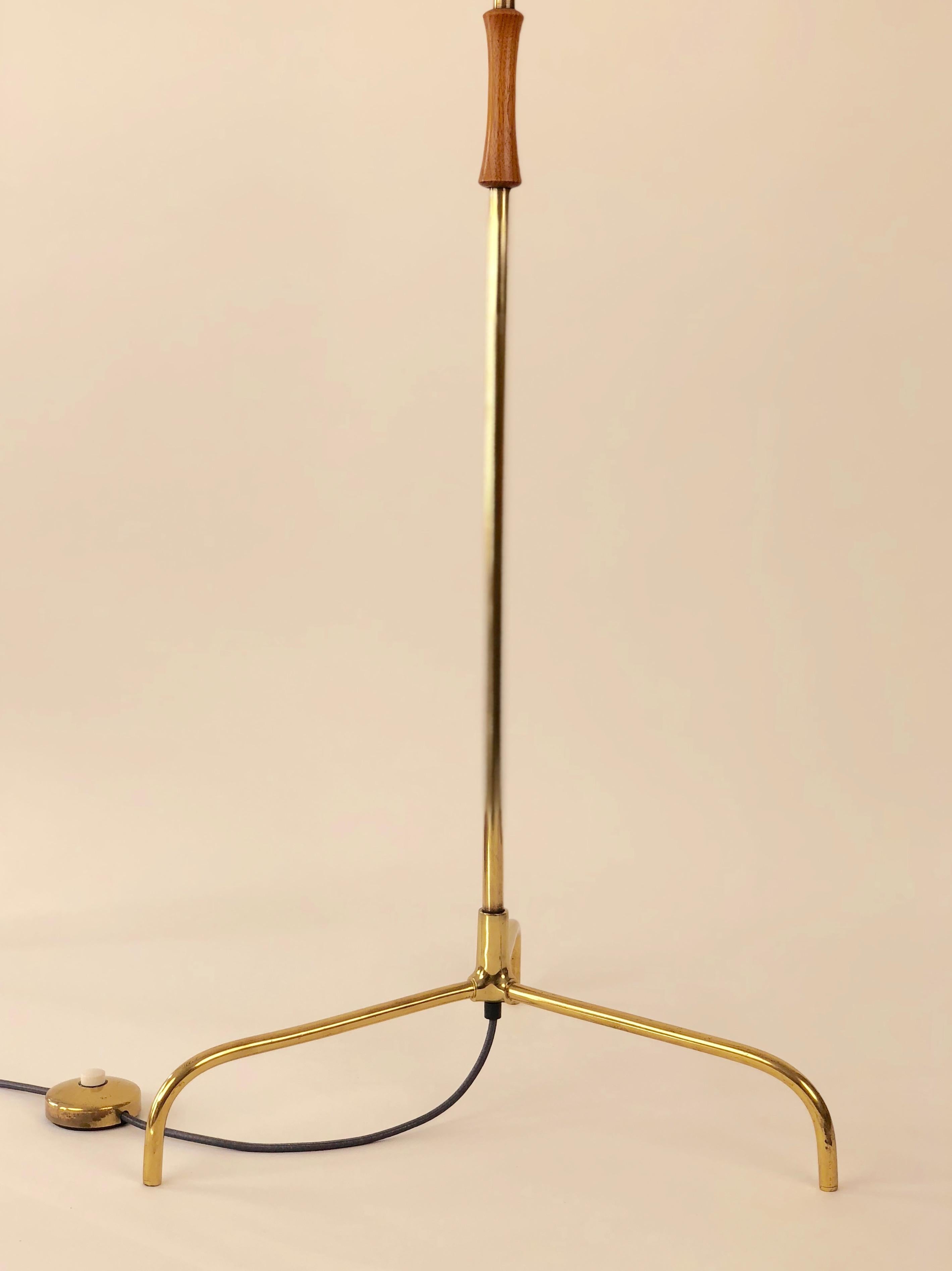 Brass Tripod Floor Lamp, Model 2003 , J.T. Kalmar, 1950's For Sale