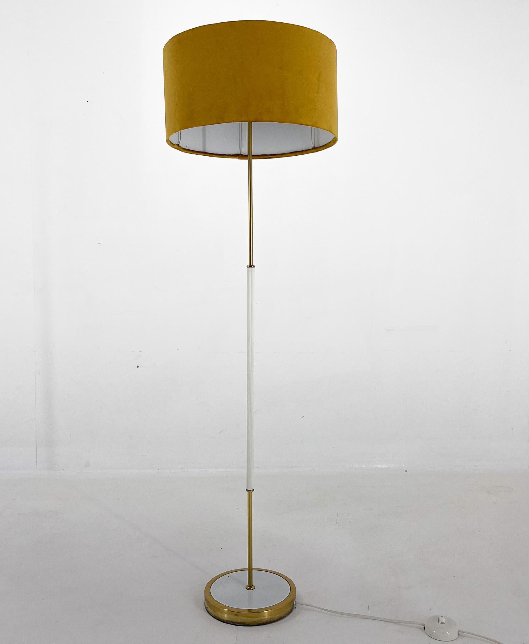 Czech Mid Century Floor Lamp, Germany, 1970's, New Handmade Lampshade For Sale