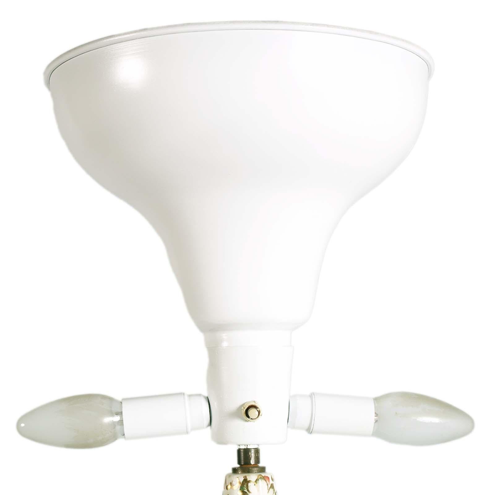 20th Century Floor Lamp Gio Ponti attributed, Bronze Stem, Inserts Ceramic Sesto Fiorentino For Sale