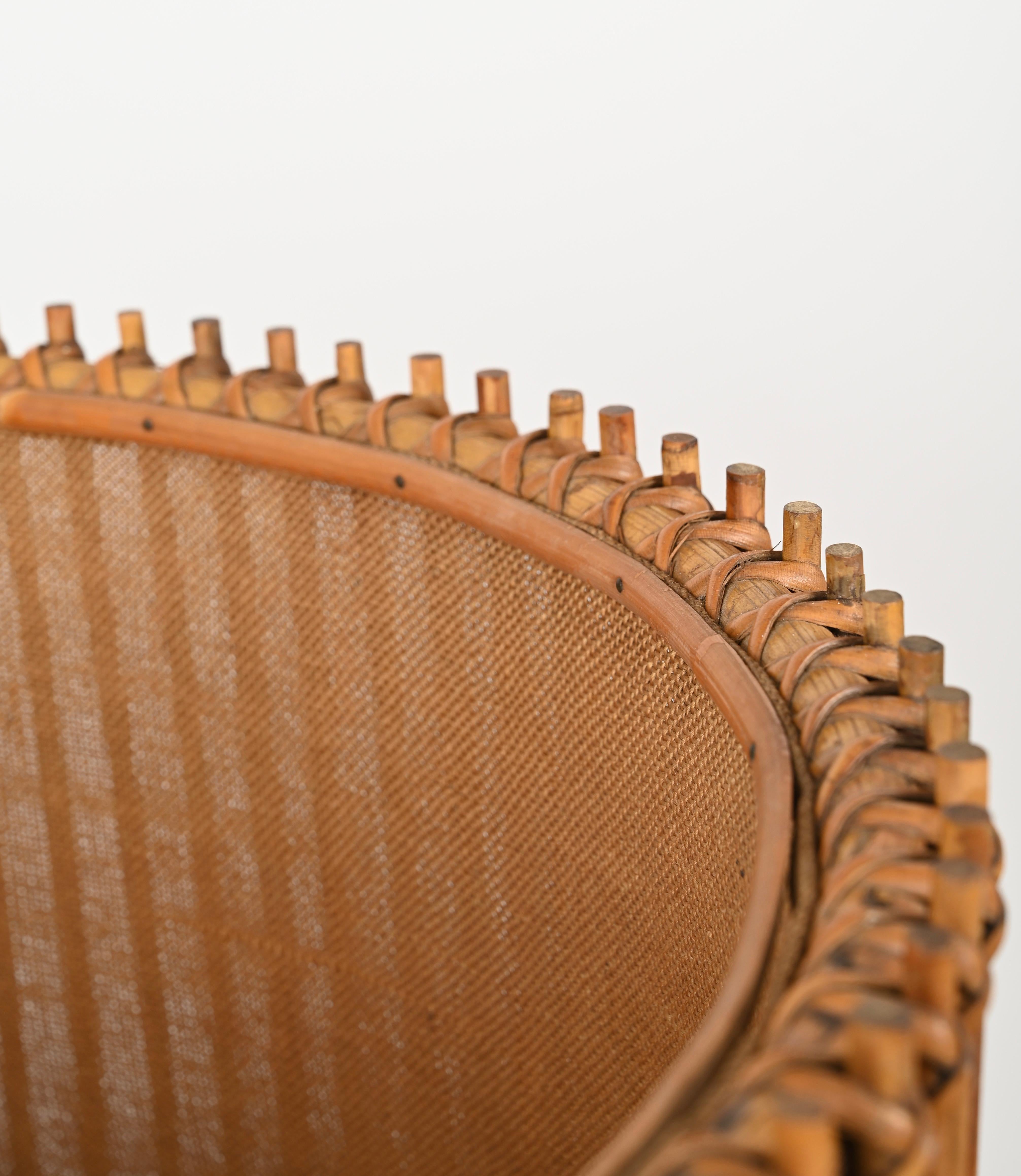 Mid-Century Floor Lamp in Bamboo and Woven Rattan by Franco Albini, Italy 1960s For Sale 4