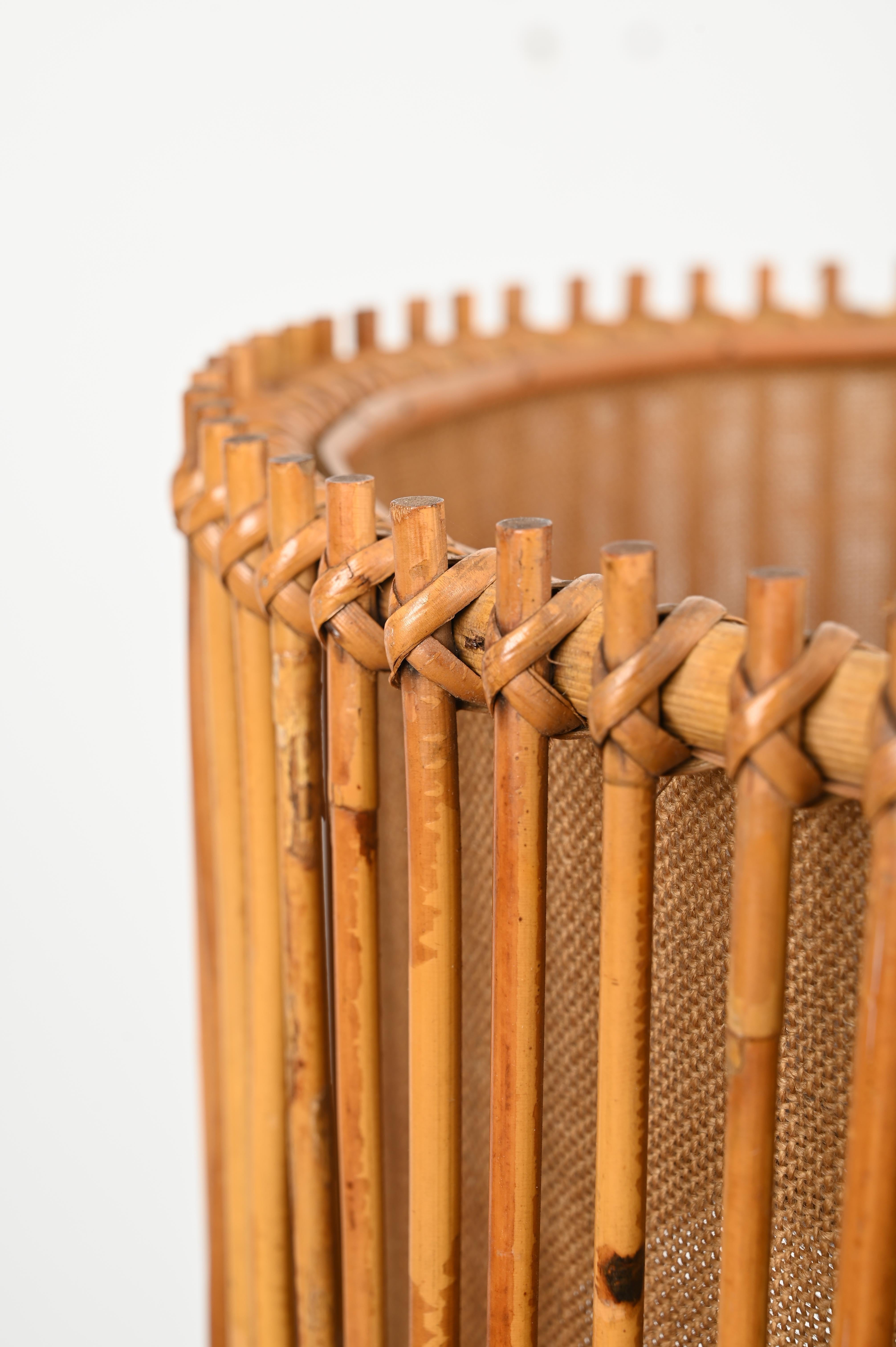 Mid-Century Floor Lamp in Bamboo and Woven Rattan by Franco Albini, Italy 1960s For Sale 5