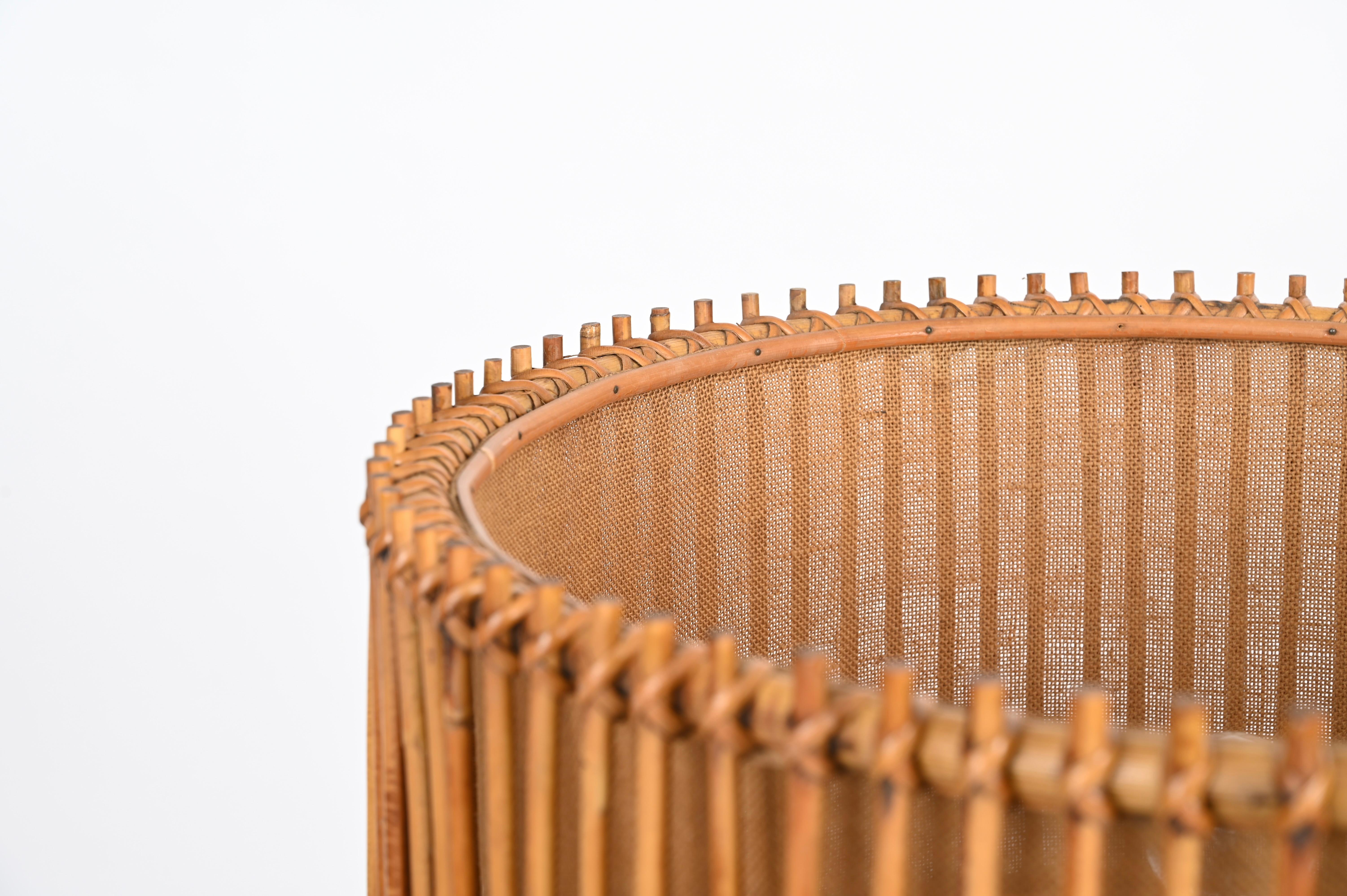 Mid-Century Floor Lamp in Bamboo and Woven Rattan by Franco Albini, Italy 1960s In Good Condition For Sale In Roma, IT