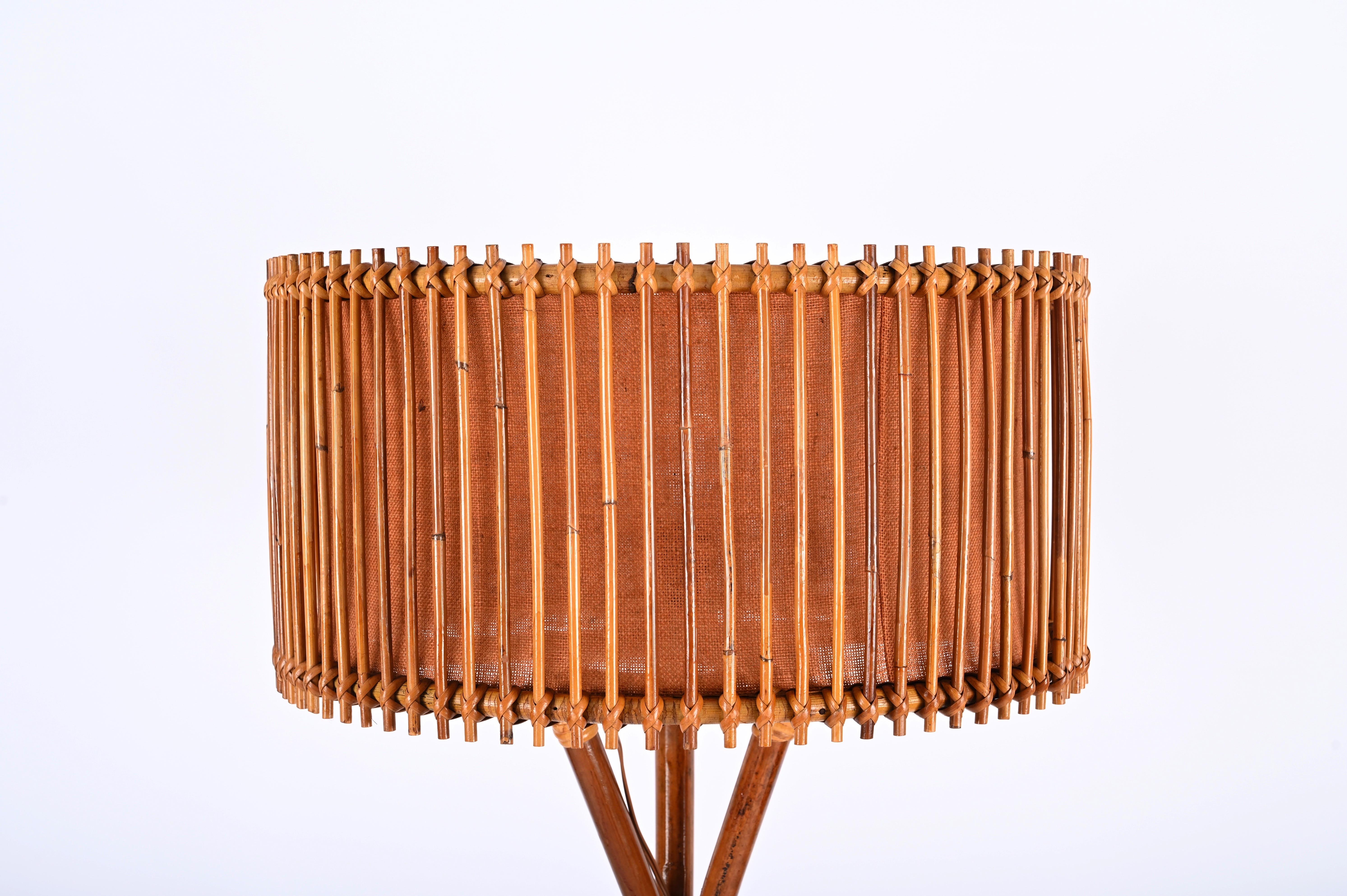 Mid-Century Floor Lamp in Bamboo and Woven Rattan, Franco Albini, Italy 1960s 4
