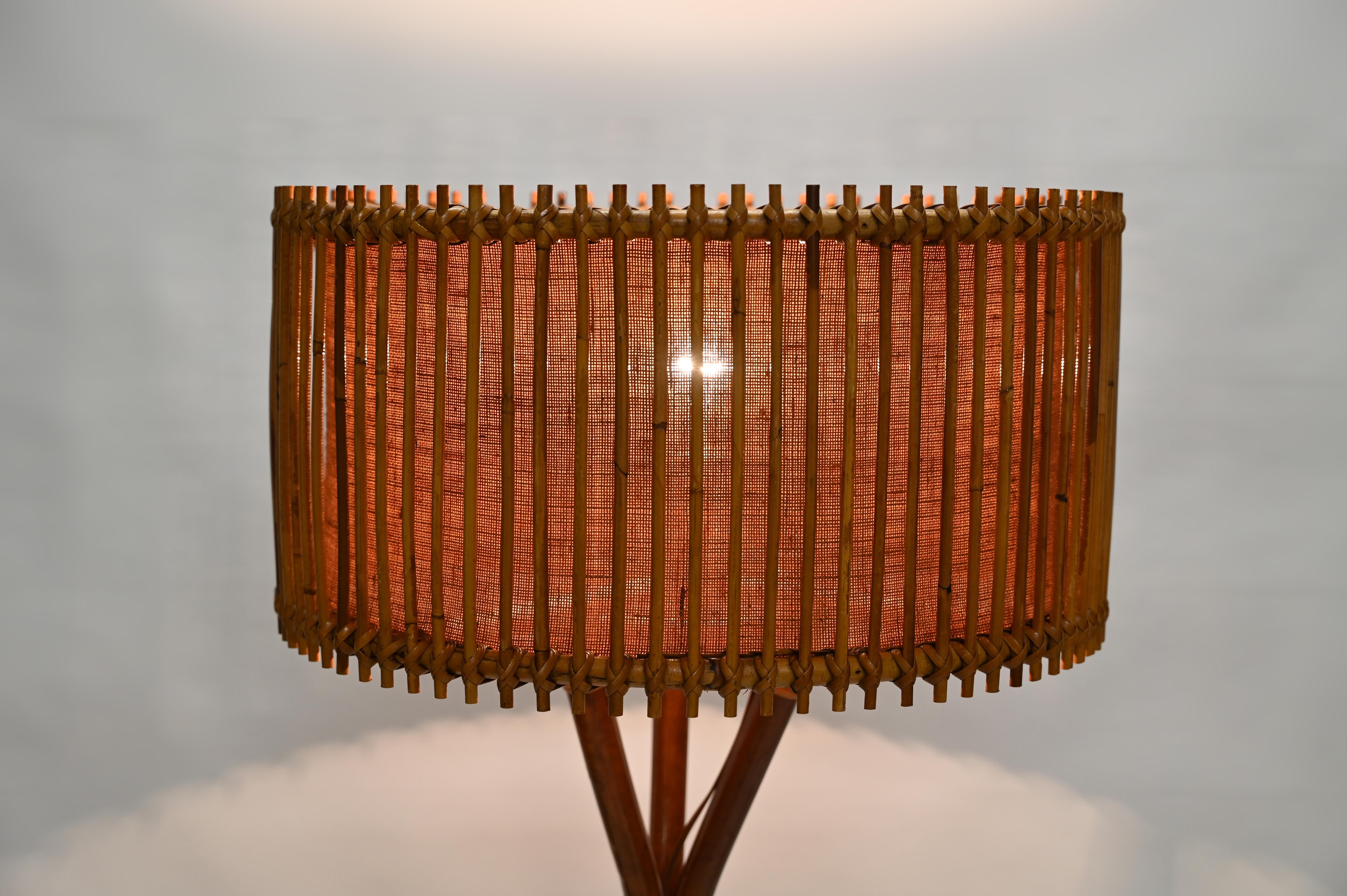 Mid-Century Floor Lamp in Bamboo and Woven Rattan, Franco Albini, Italy 1960s 10