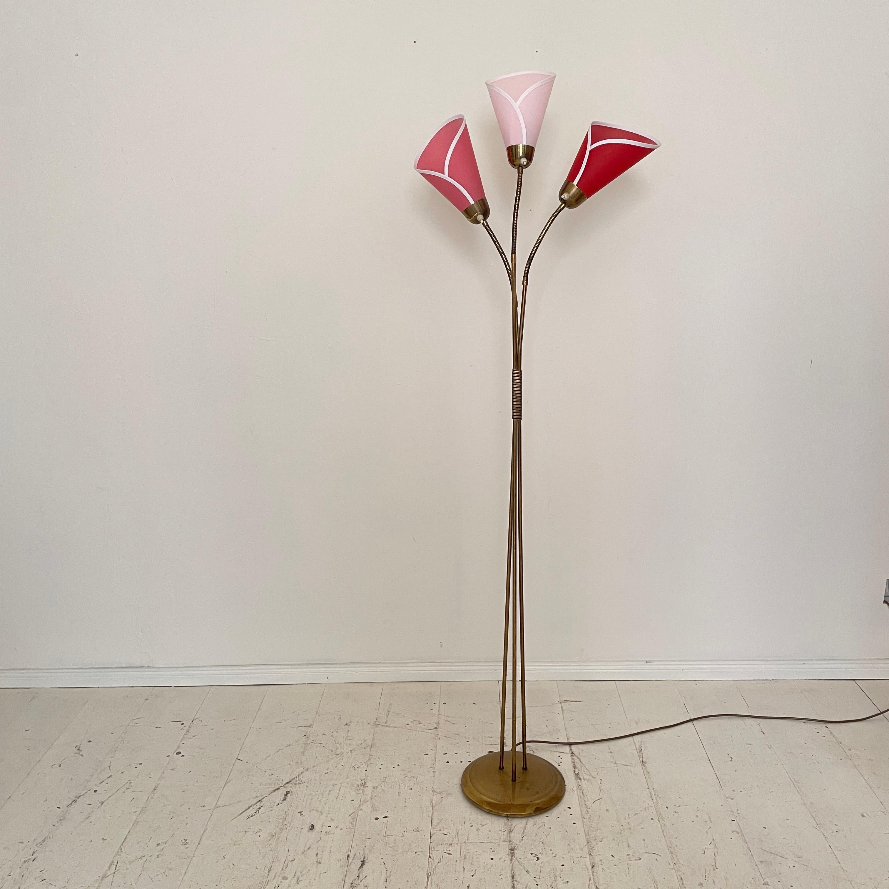 Mid-Century Floor Lamp in Brass with Three Movable Arms, 1952 For Sale 4