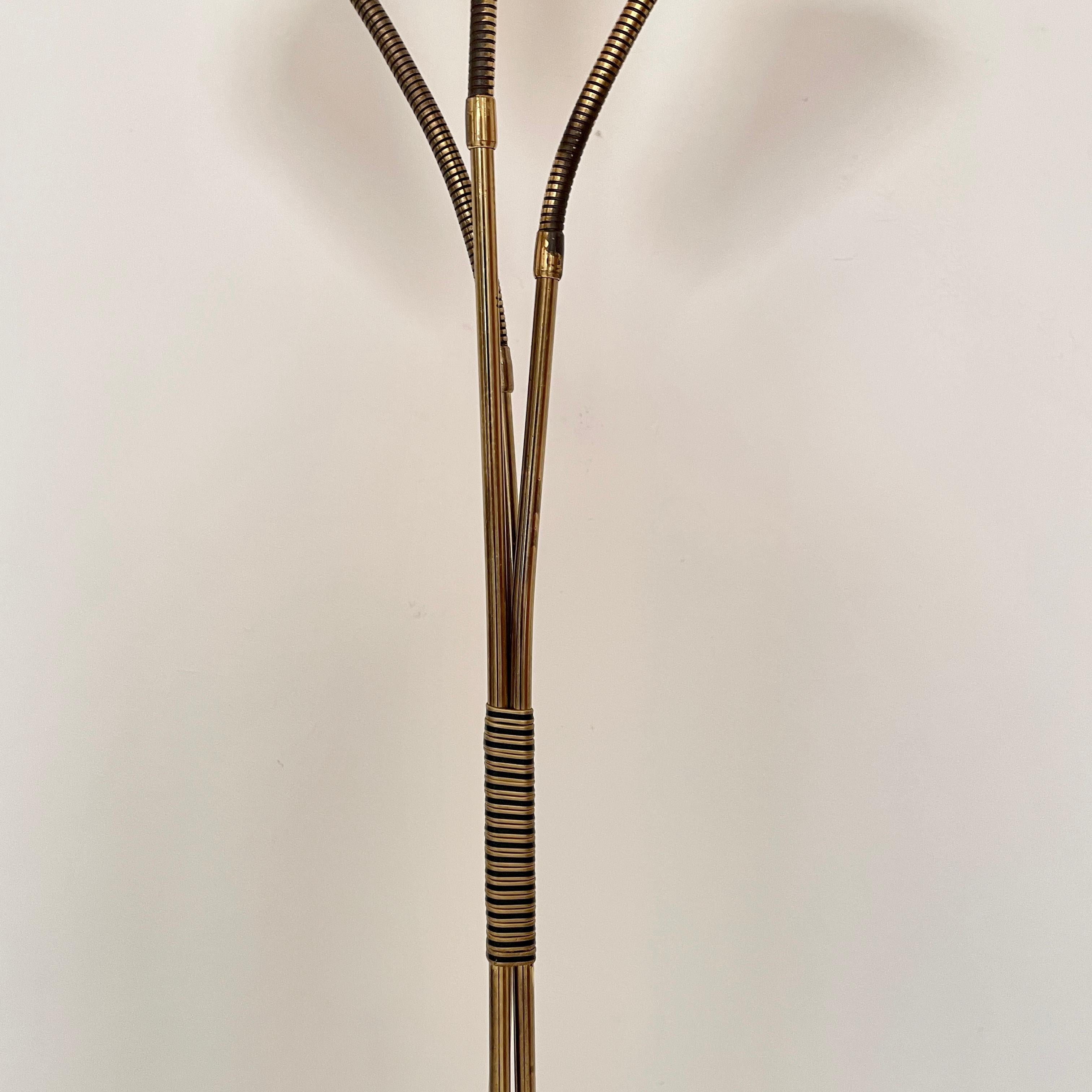 Mid-Century Floor Lamp in Brass with Three Movable Arms, 1952 For Sale 3