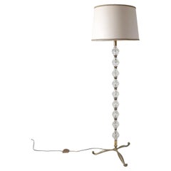 Mid-Century Floor Lamp in Glass and Brass, Italy